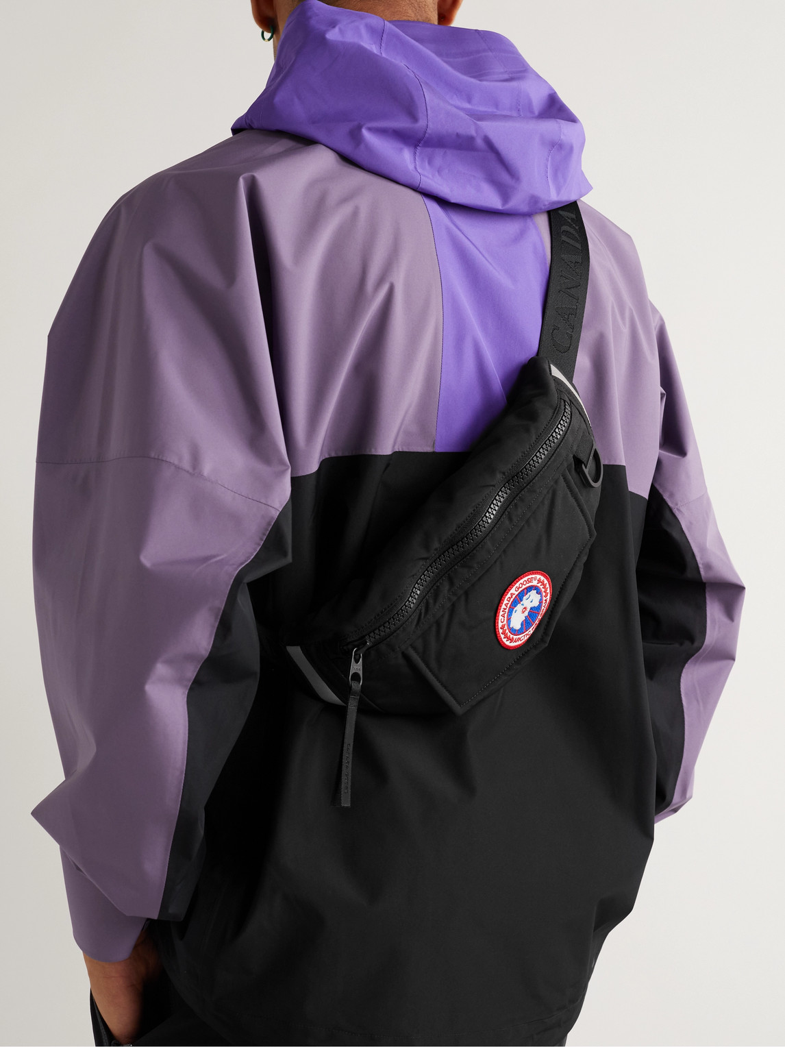 Shop Canada Goose Logo-appliquéd Webbing-trimmed Shell Belt Bag In Black