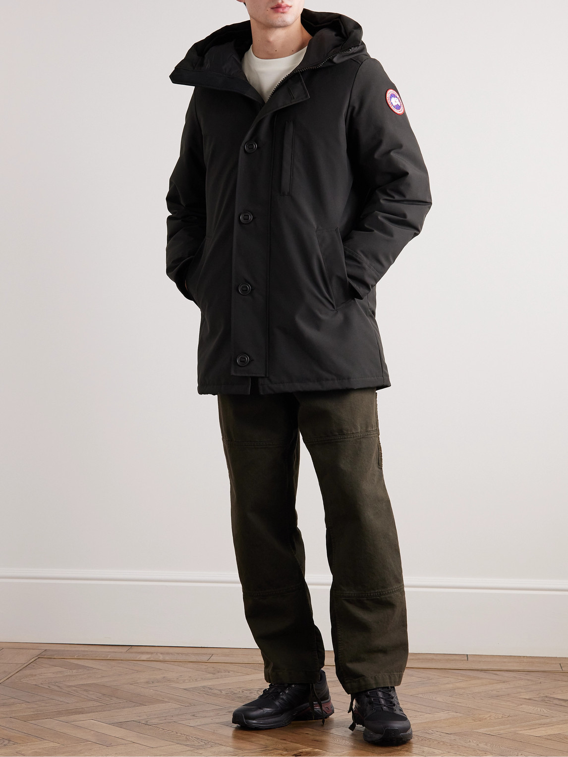 Shop Canada Goose Chateau Appliquéd Arctic Tech® Shell Hooded Down Parka In Black