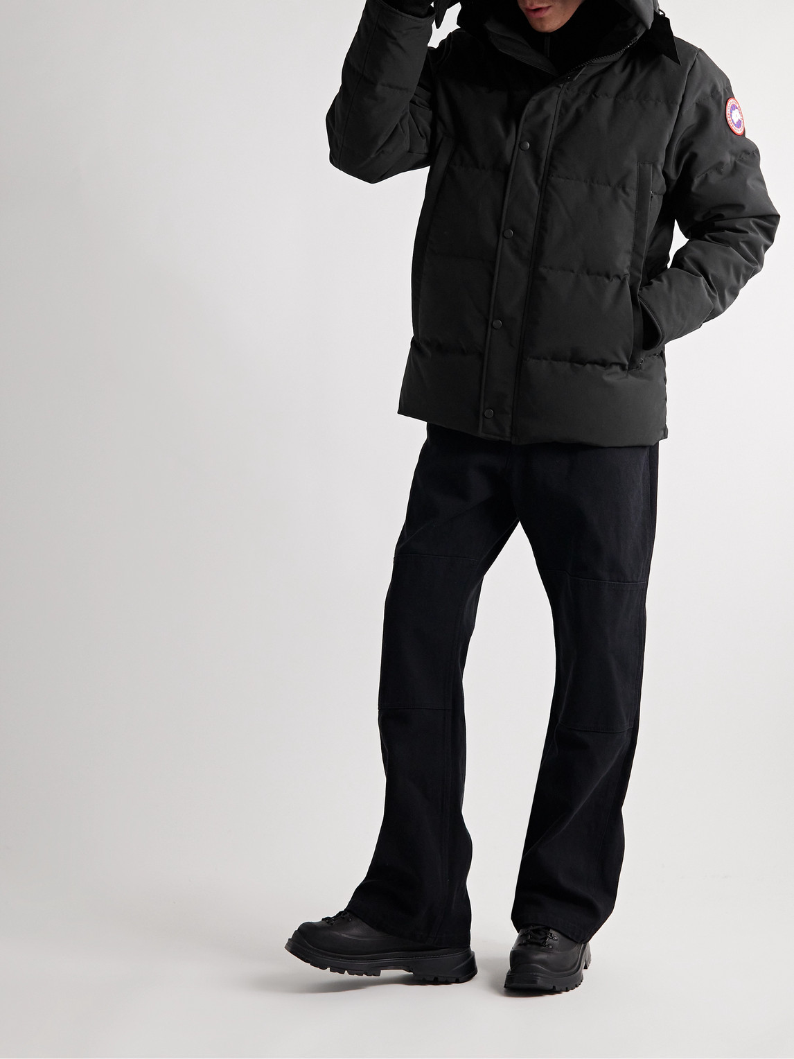 Shop Canada Goose Wyndham Arctic Tech® Hooded Down Parka In Black