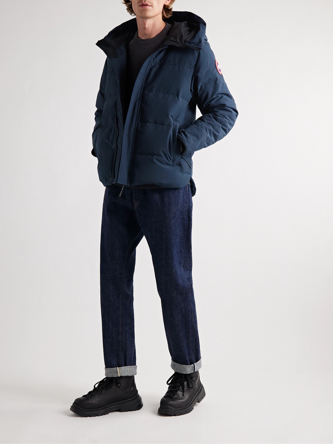Shop Canada Goose Macmillan Logo-appliquéd Quilted Shell Hooded Down Parka In Blue