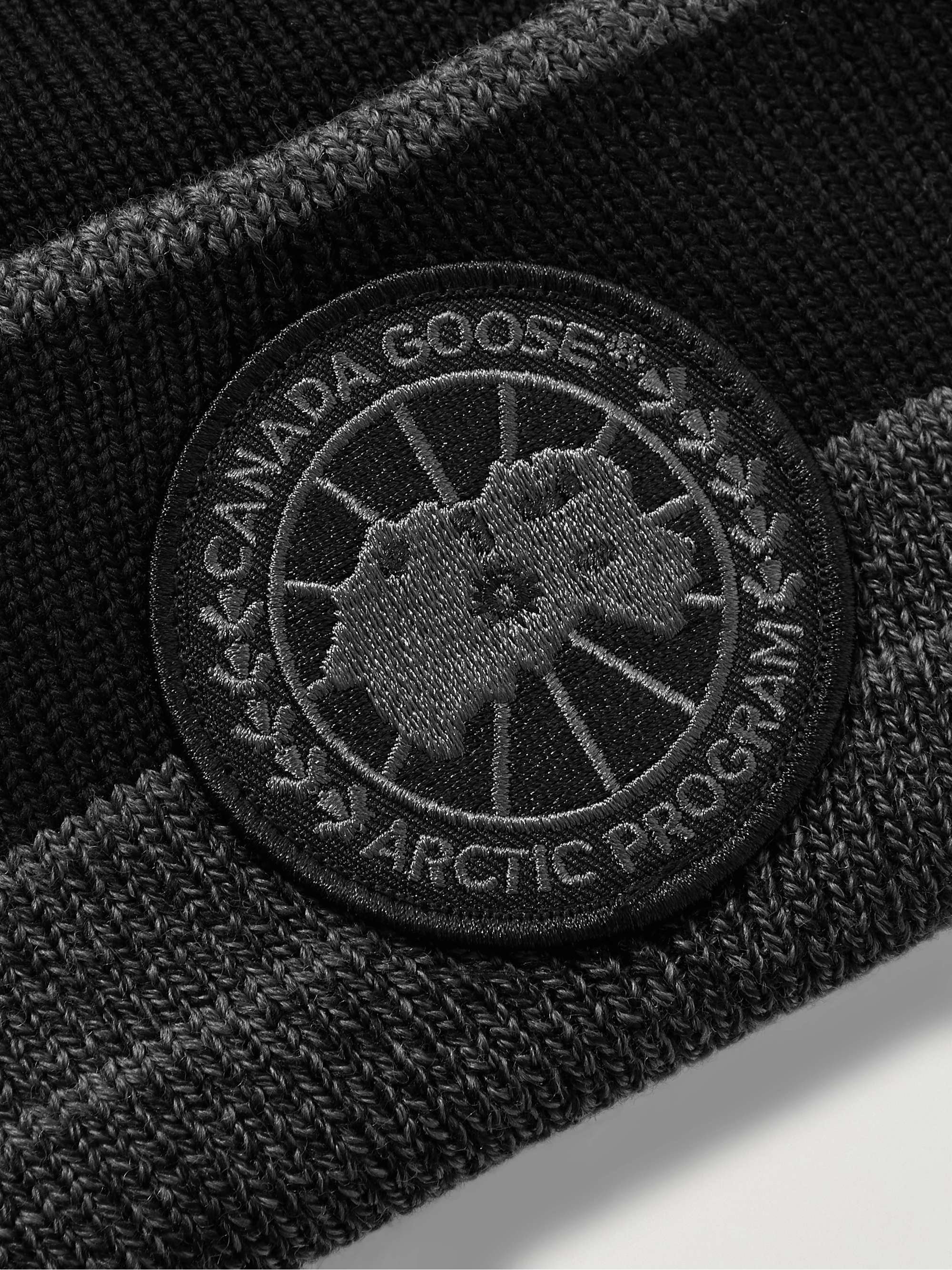 CANADA GOOSE Logo-Appliquéd Striped Wool Beanie