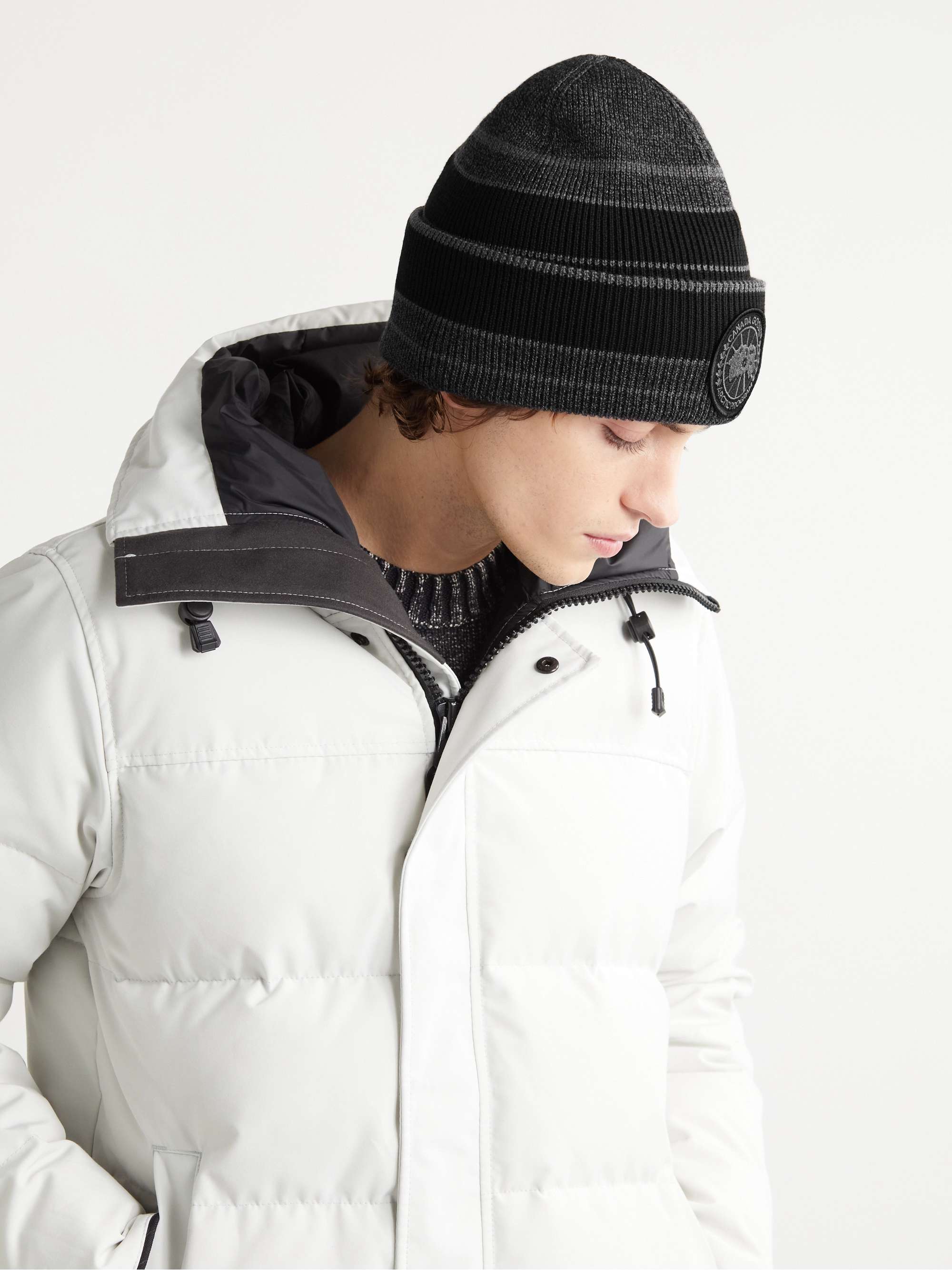 CANADA GOOSE Logo-Appliquéd Striped Wool Beanie