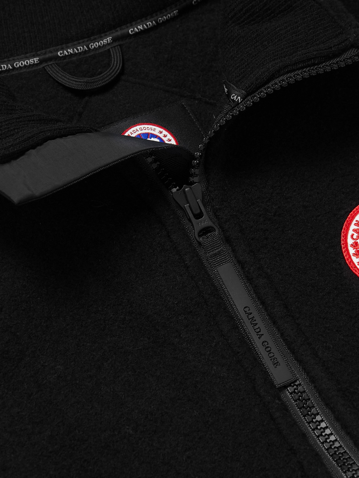 Shop Canada Goose Mersey Logo-appliquéd Recycled Wool-blend Fleece Gilet In Black