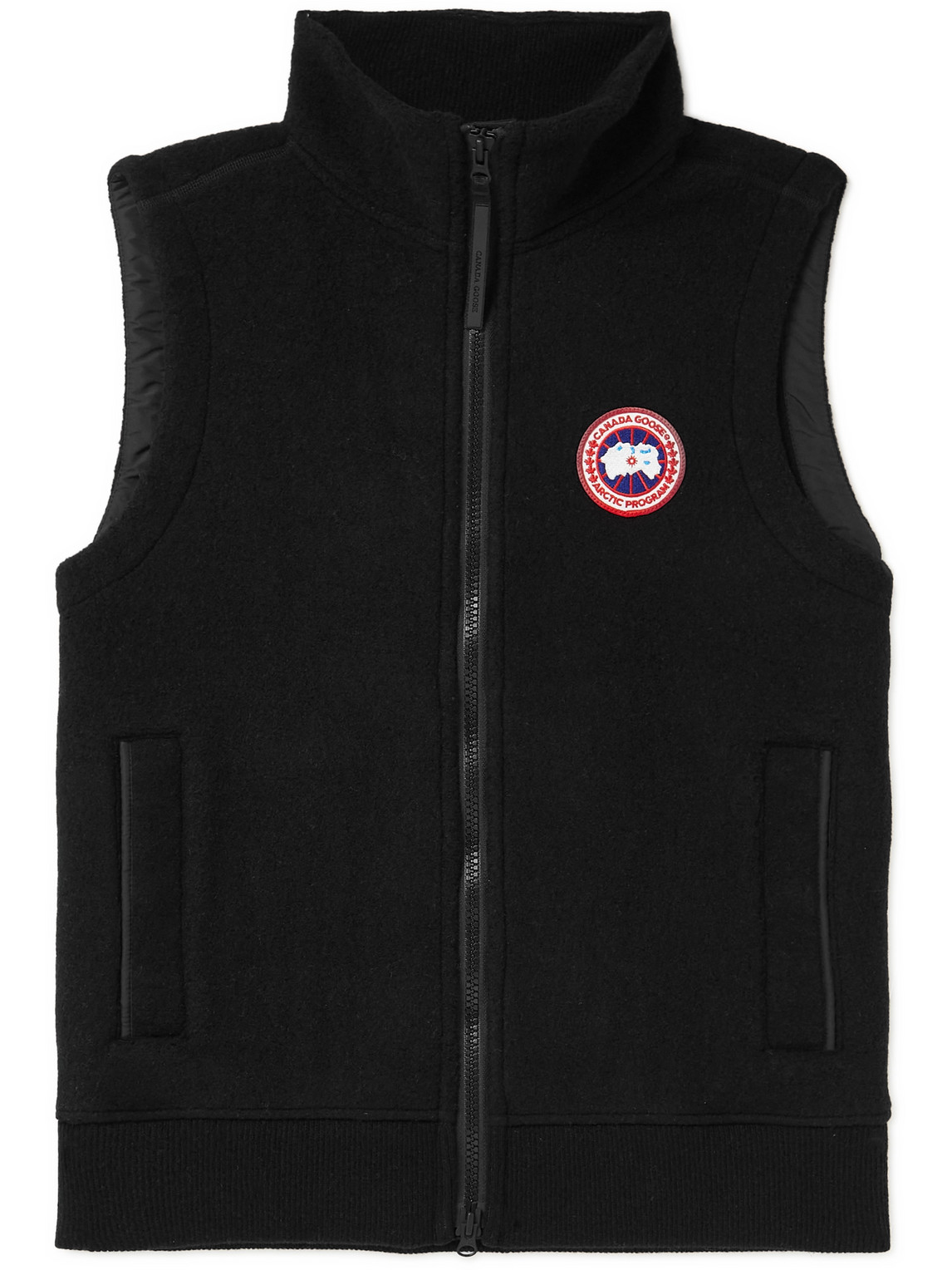 Canada Goose Mersey Logo-appliquéd Recycled Wool-blend Fleece Gilet In Black