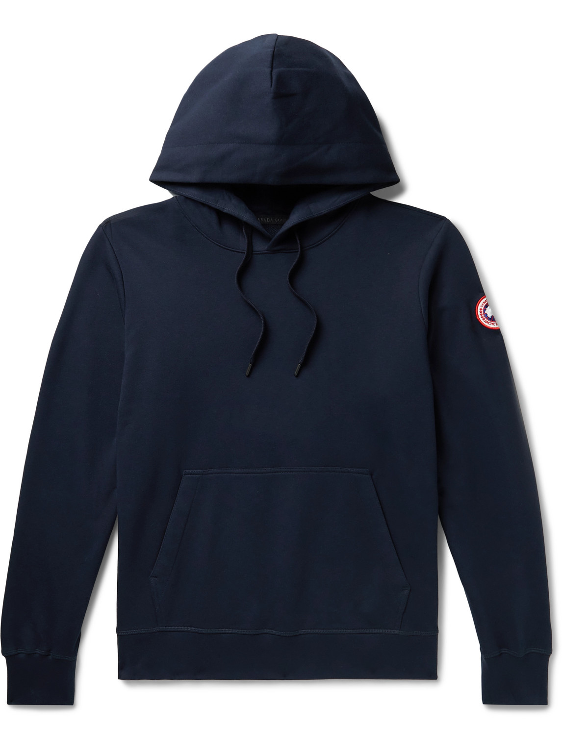 Canada Goose Huron Logo-appliquéd Organic Cotton-jersey Hoodie In Blue