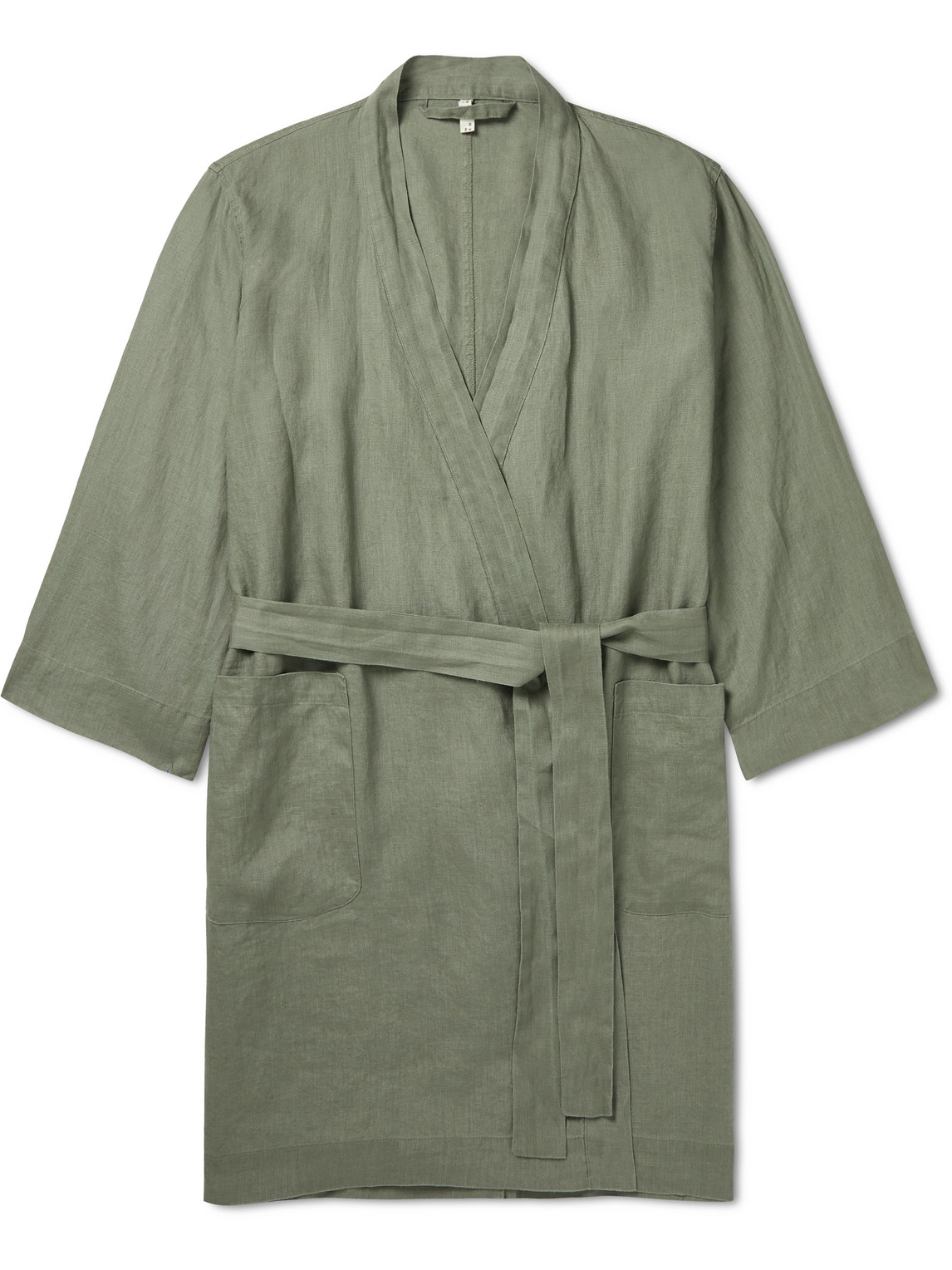 In Bed Linen Robe In Green
