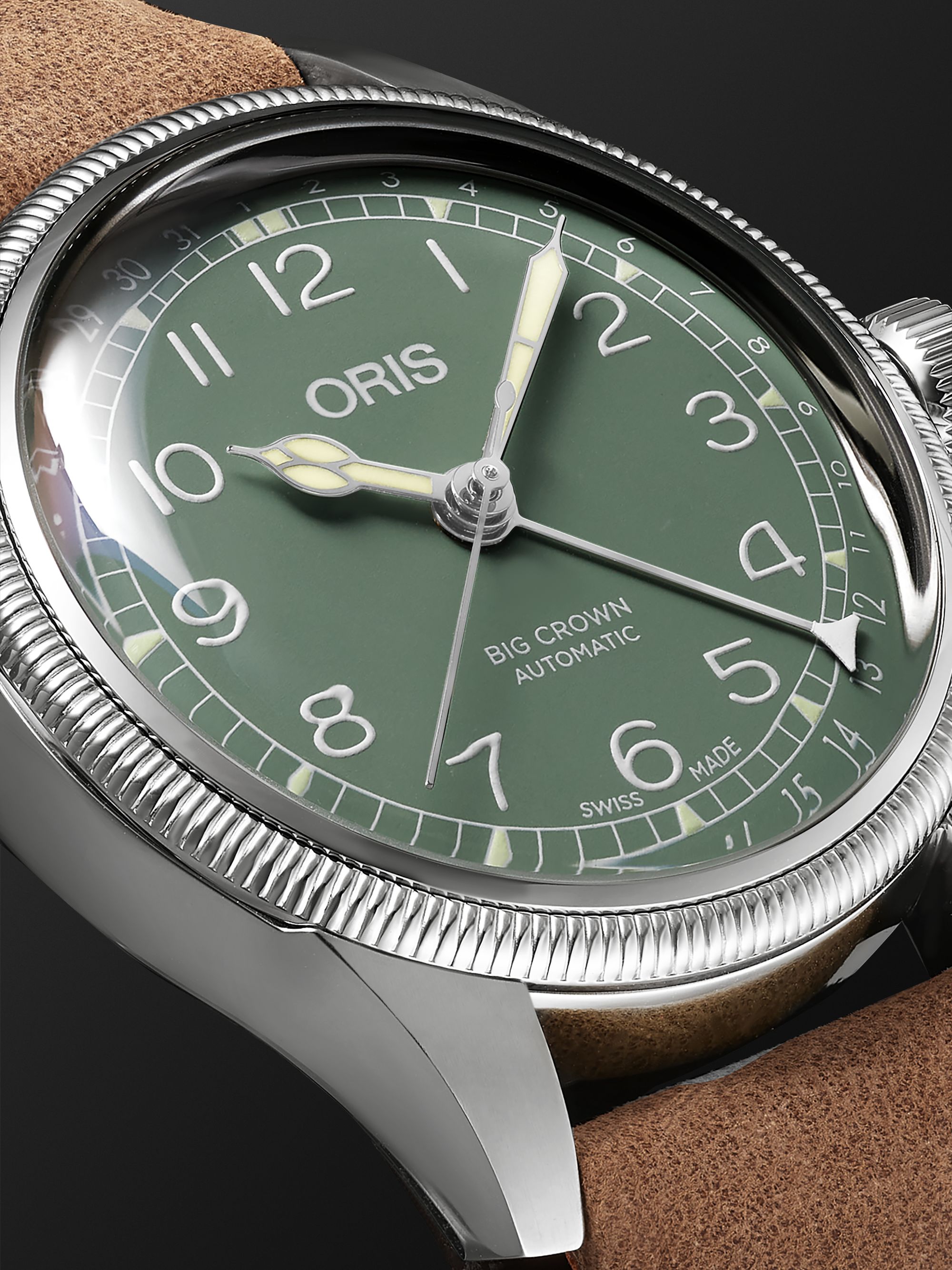 ORIS Big Crown Pointer Date Automatic 36mm Stainless Steel and Leather Watch, Ref. No. 01 754 7749 4067-07 5 17 68