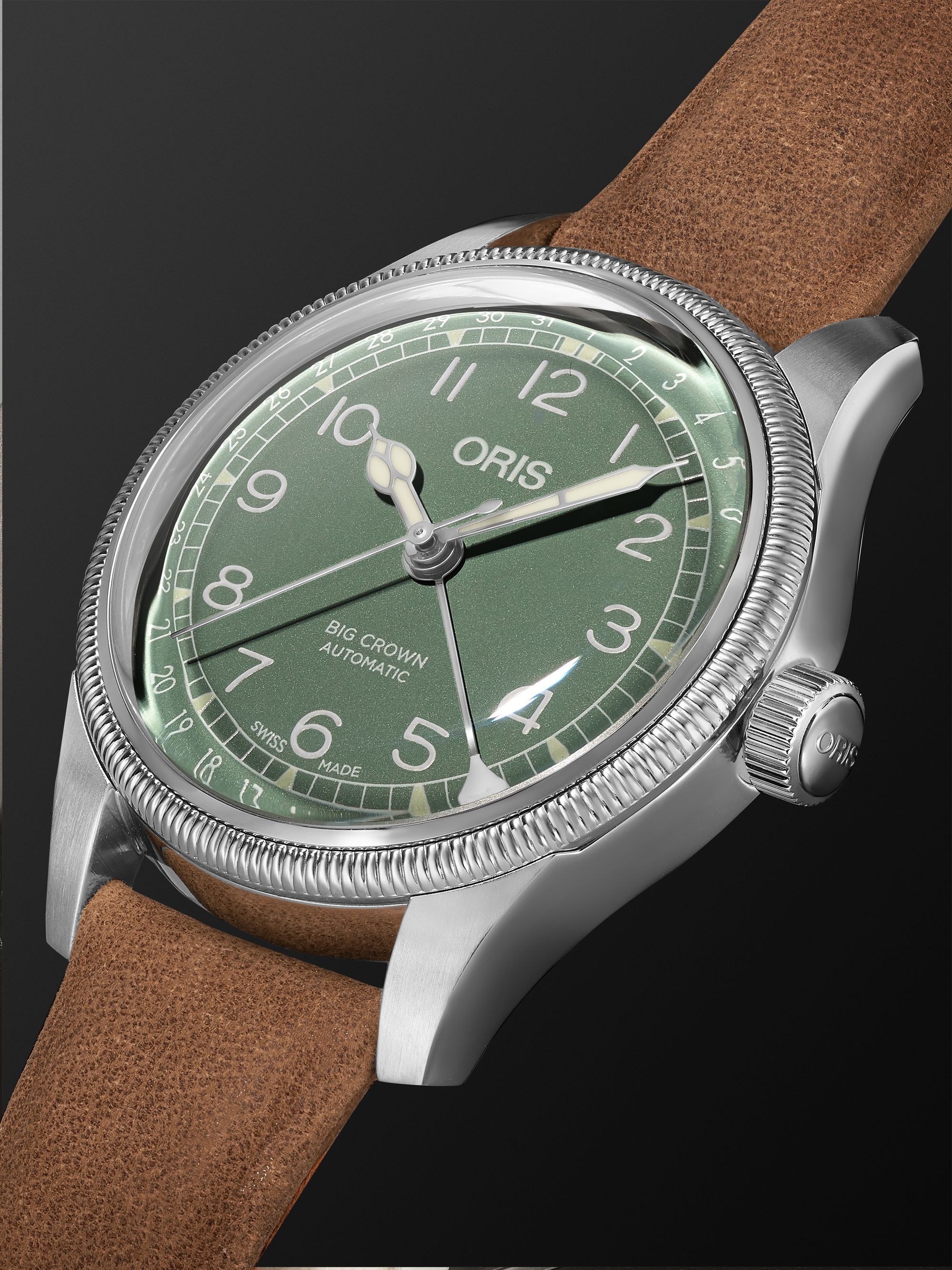 ORIS Big Crown Pointer Date Automatic 36mm Stainless Steel and Leather Watch, Ref. No. 01 754 7749 4067-07 5 17 68