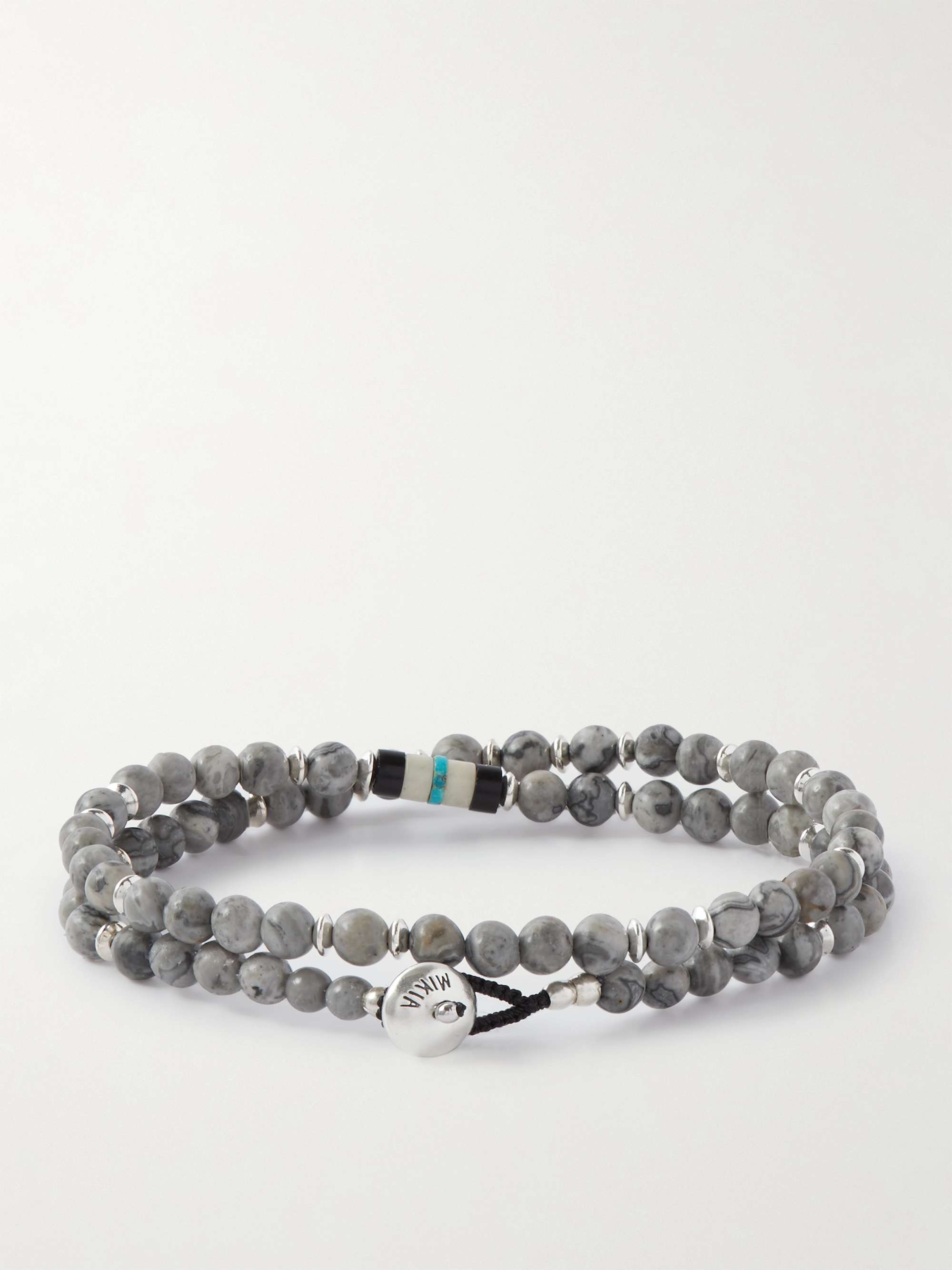 MIKIA Silver Multi-Stone Beaded Bracelet