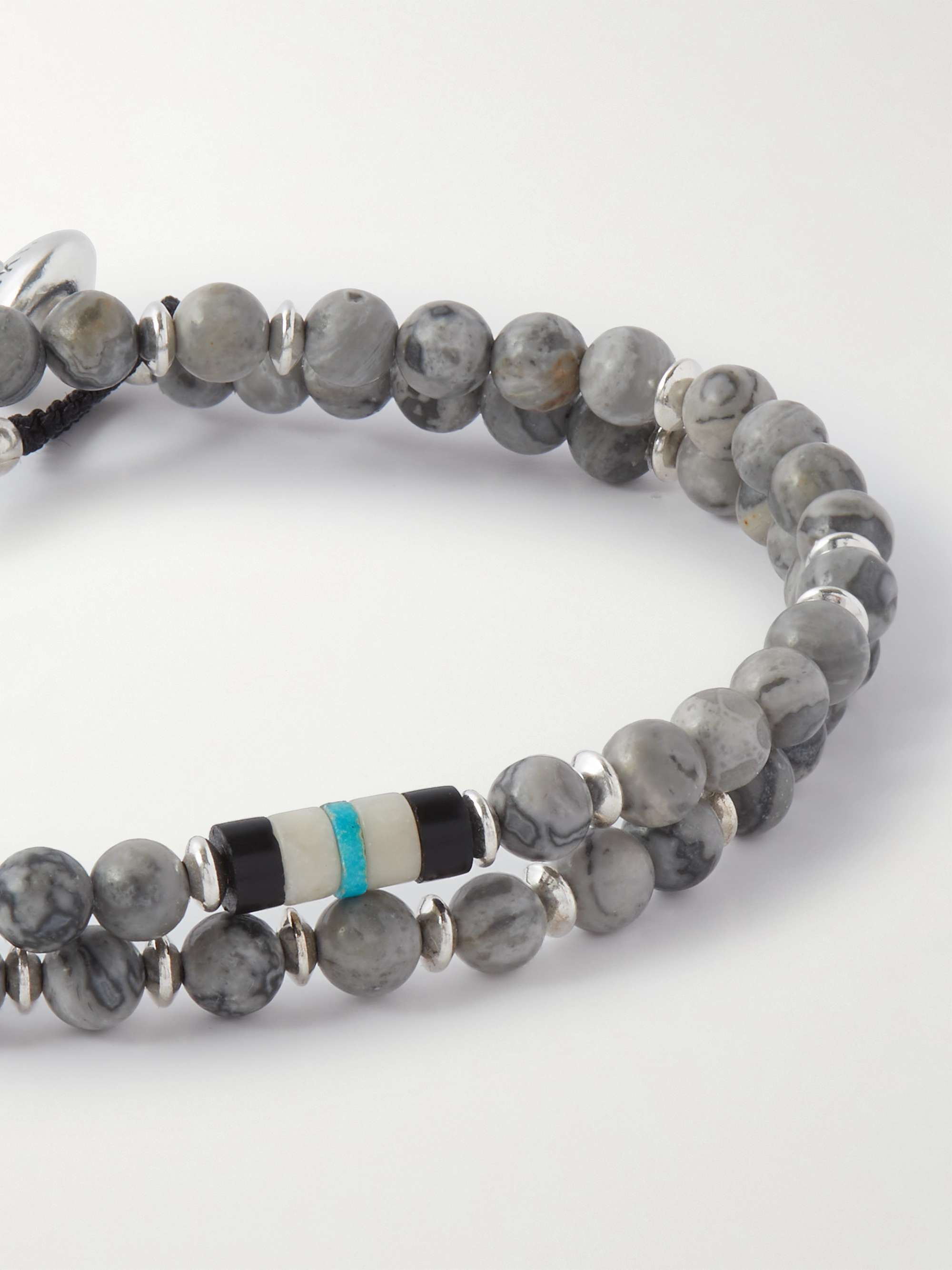 MIKIA Silver Multi-Stone Beaded Bracelet