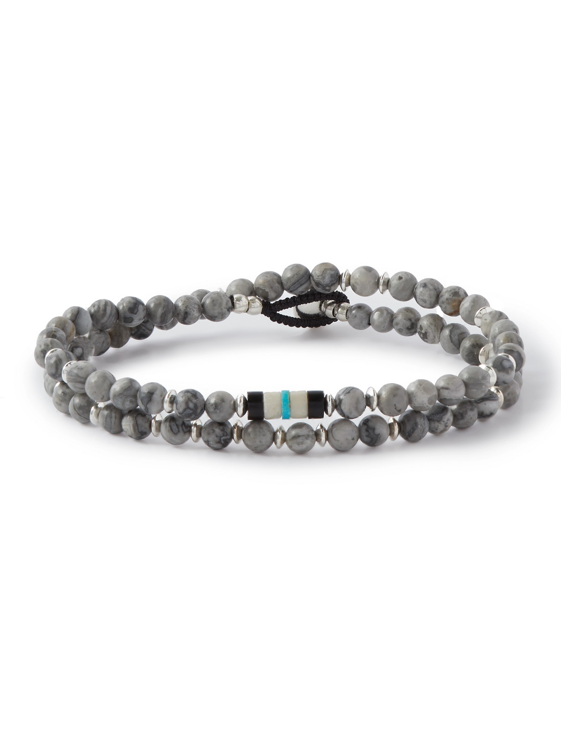 Mikia Multi-stone And Silver Beaded Bracelet In Grey