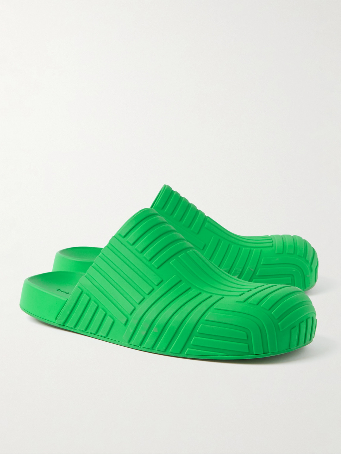 Shop Bottega Veneta Embossed Rubber Clogs In Green