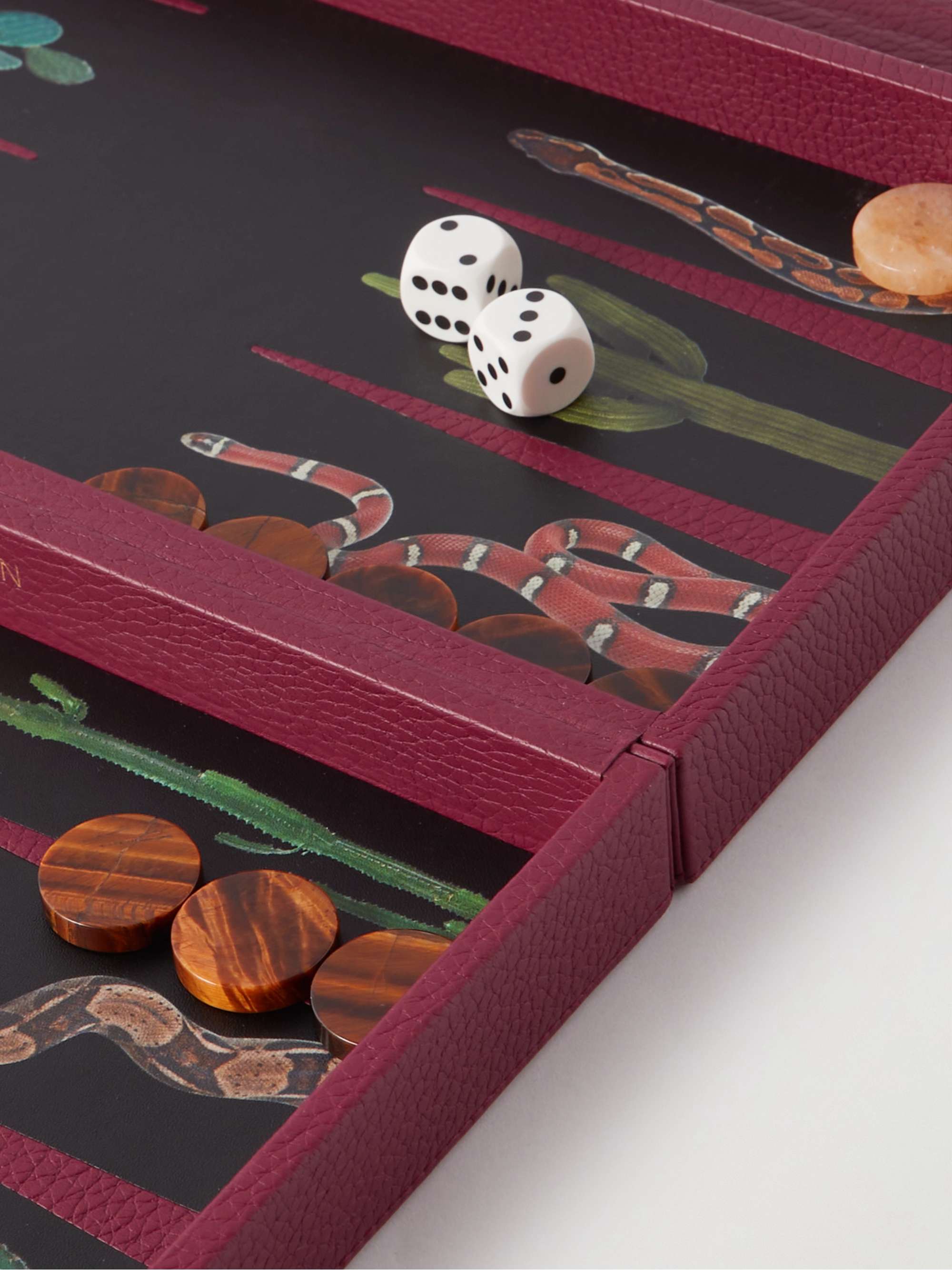 ALEXANDRA LLEWELLYN Swimming Pool Travel Pebble-Grain Leather Backgammon Set