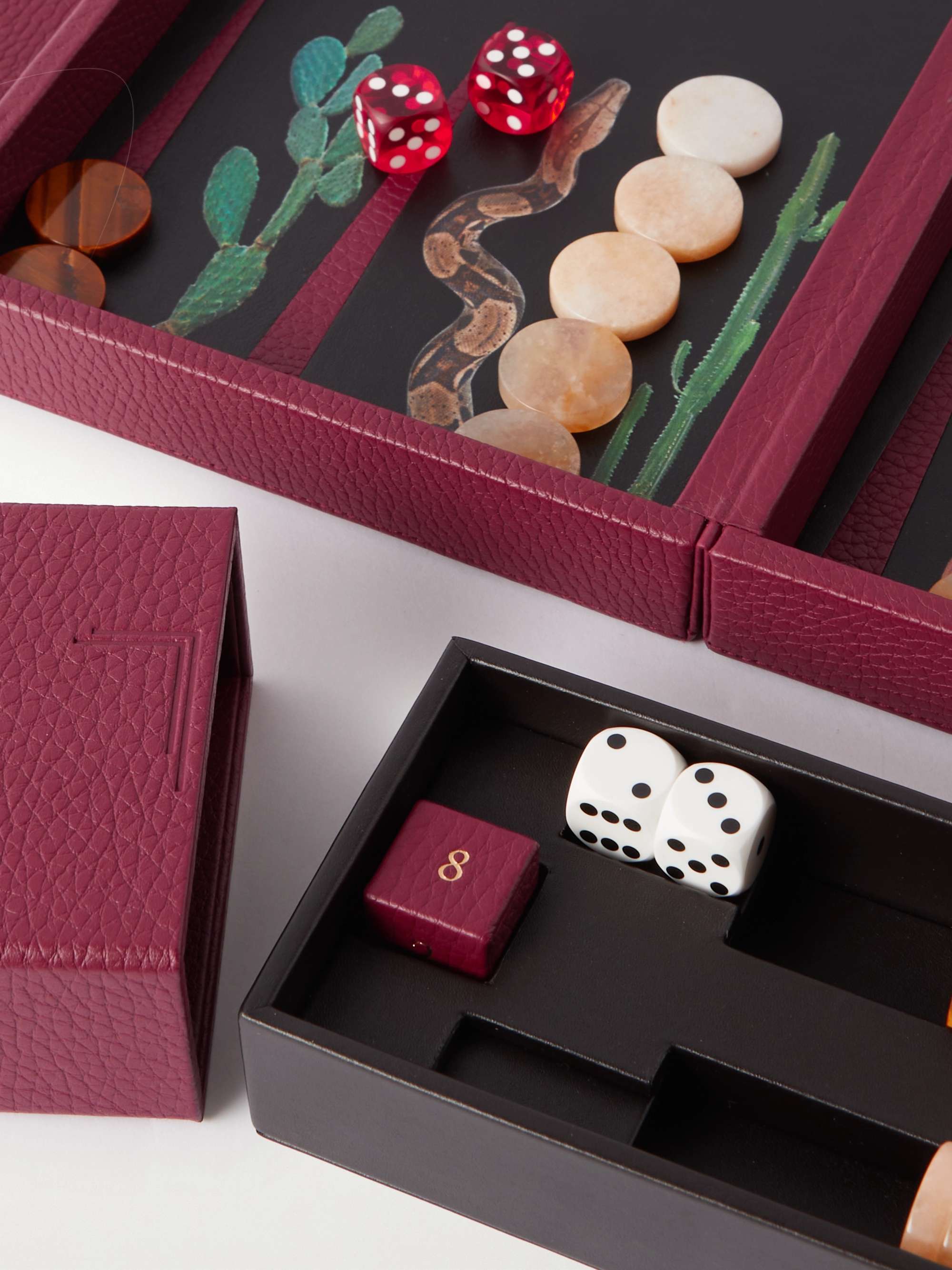 ALEXANDRA LLEWELLYN Swimming Pool Travel Pebble-Grain Leather Backgammon Set