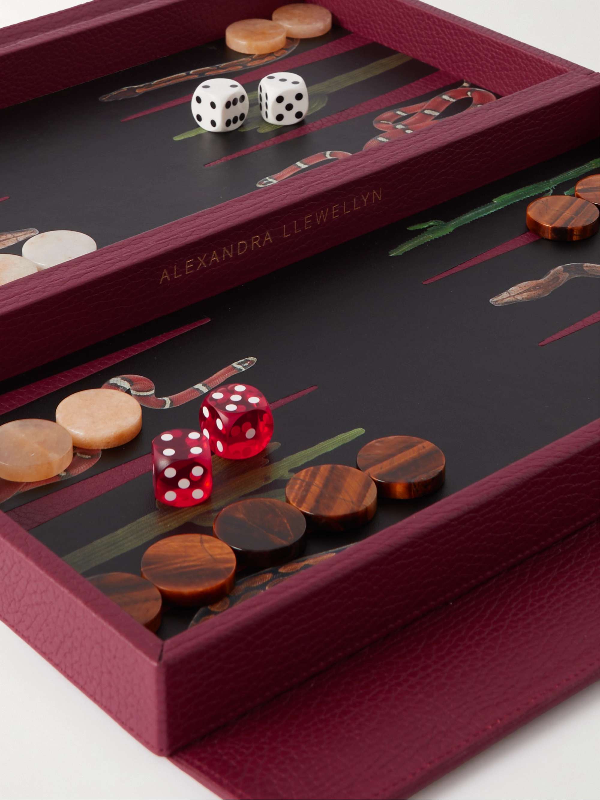 ALEXANDRA LLEWELLYN Swimming Pool Travel Pebble-Grain Leather Backgammon Set