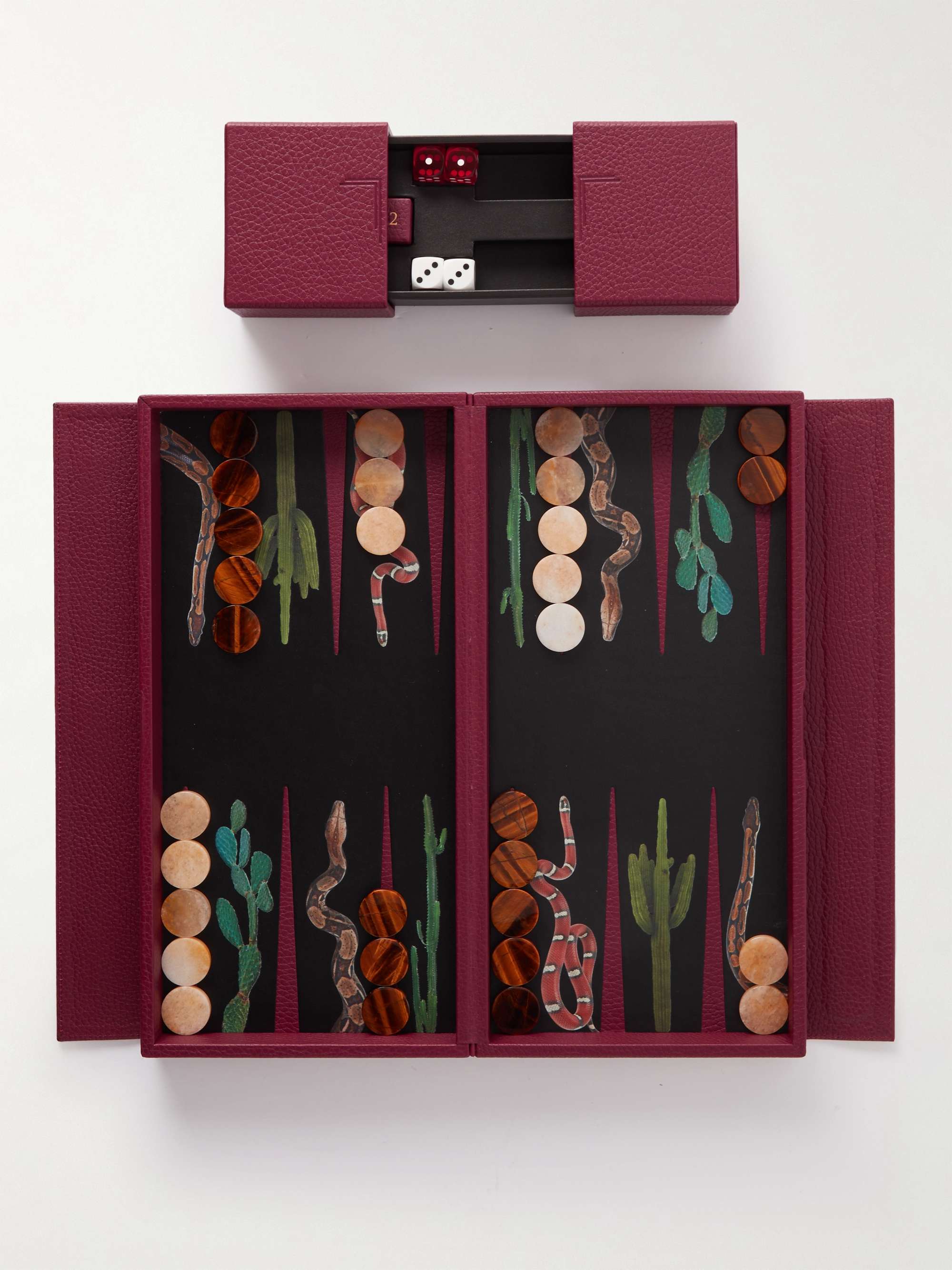 ALEXANDRA LLEWELLYN Snake Travel Pebble-Grain Leather Backgammon