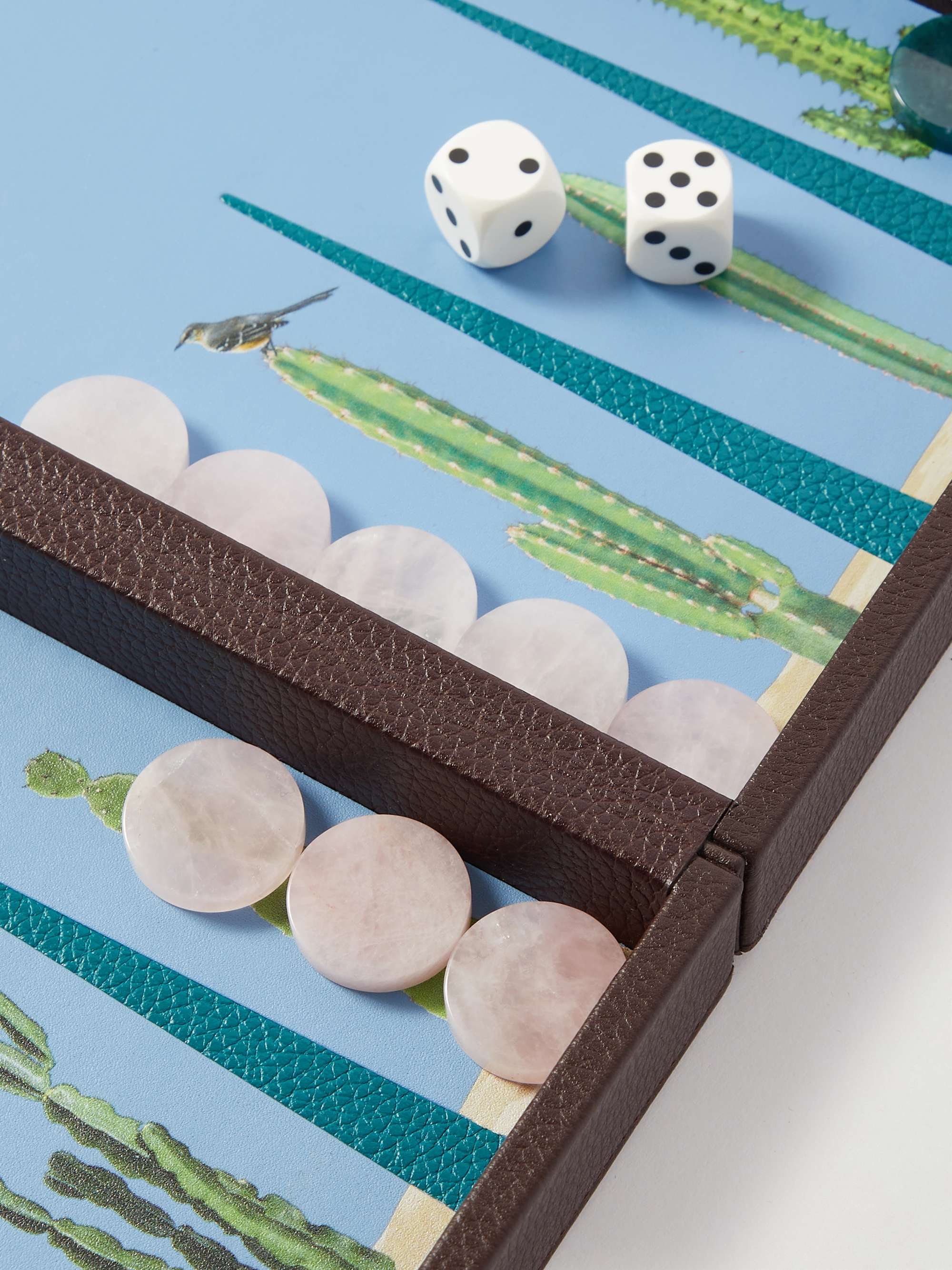 ALEXANDRA LLEWELLYN Swimming Pool Travel Pebble-Grain Leather Backgammon Set