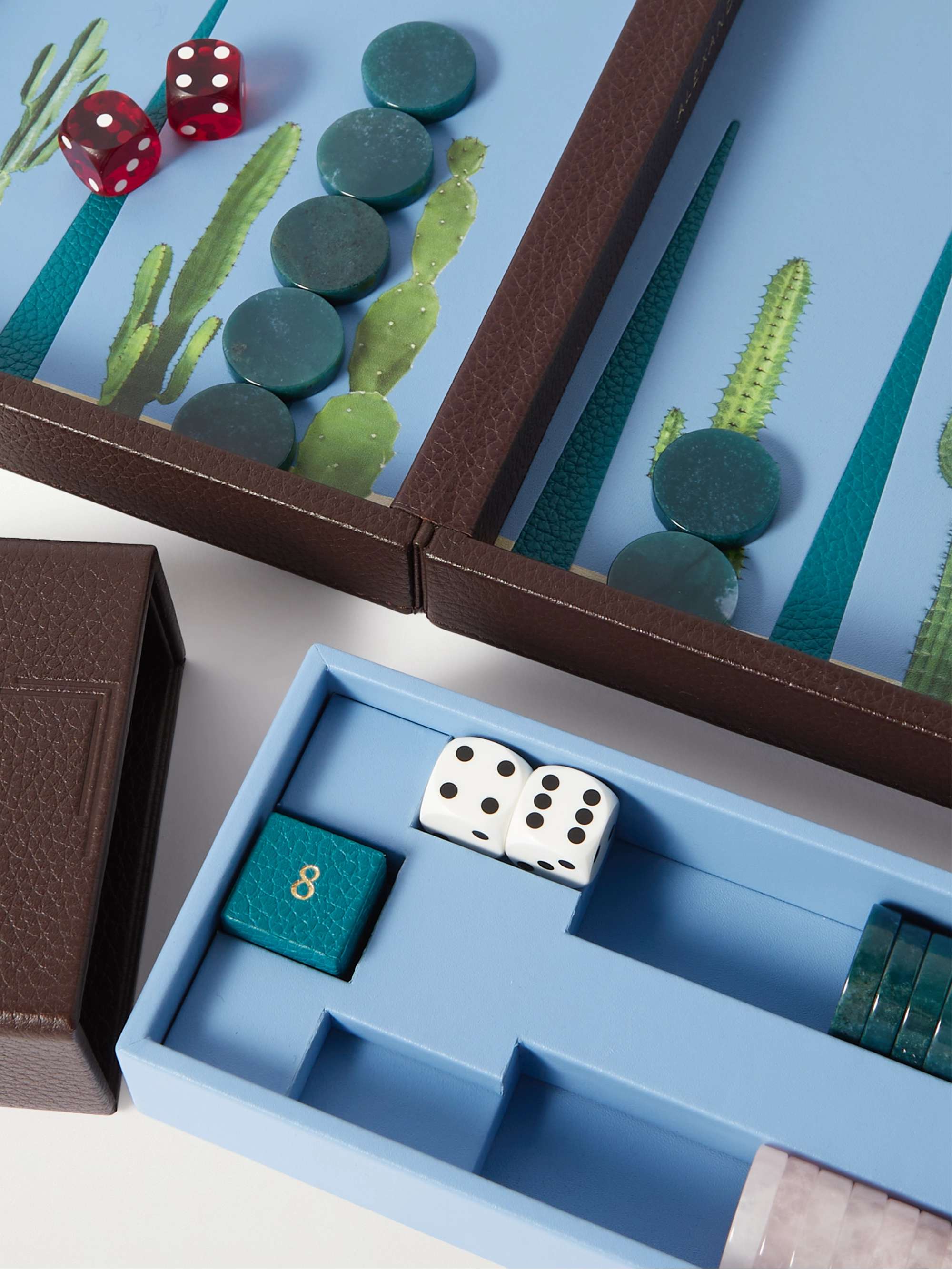 ALEXANDRA LLEWELLYN Swimming Pool Travel Pebble-Grain Leather Backgammon Set