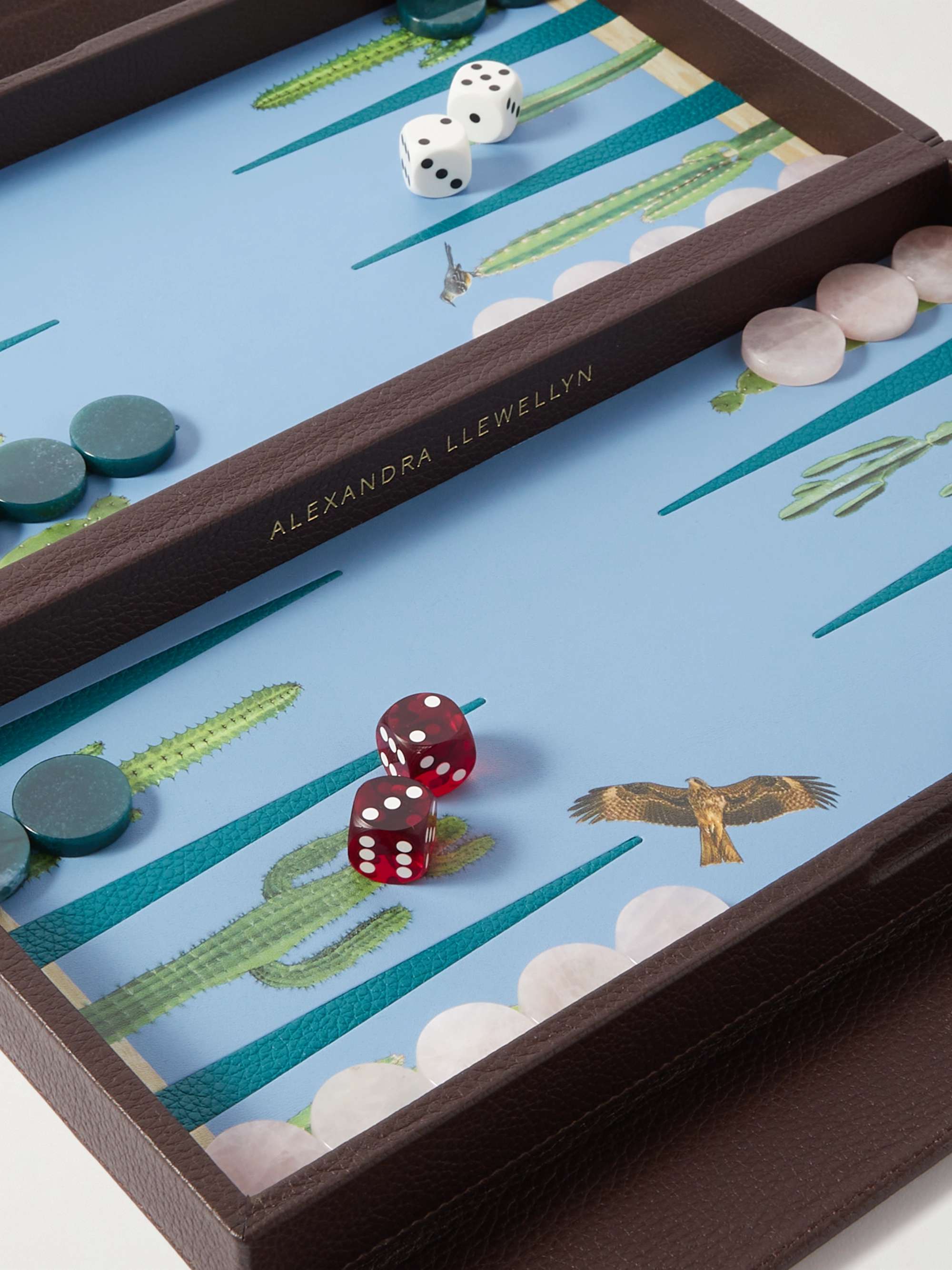 ALEXANDRA LLEWELLYN Swimming Pool Travel Pebble-Grain Leather Backgammon Set