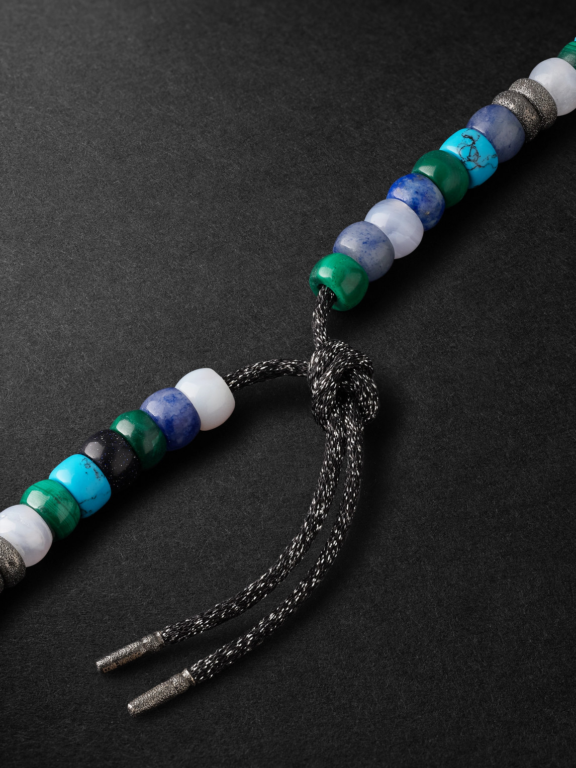 Shop Carolina Bucci Portofino Forte Beads White And Blackened Gold Multi-stone Necklace In Blue