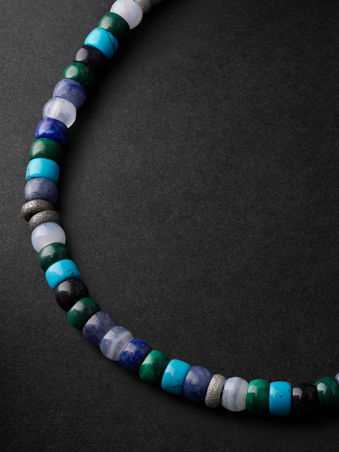 Shop Carolina Bucci Portofino Forte Beads White And Blackened Gold Multi-stone Necklace In Blue