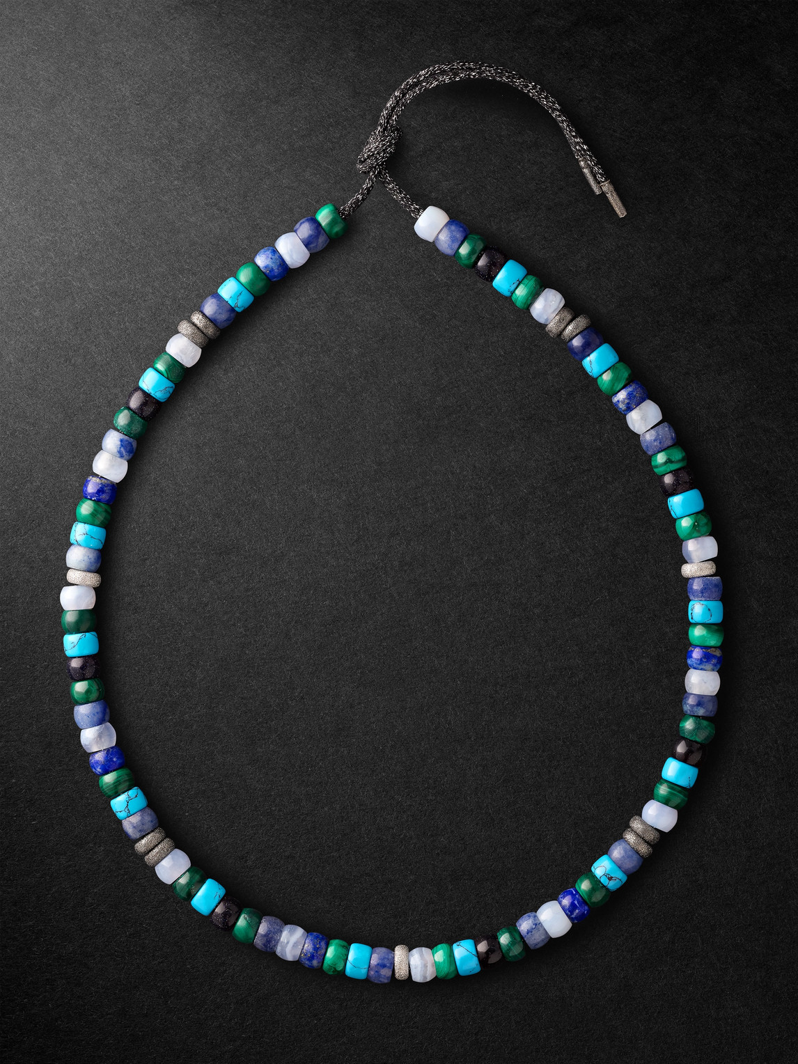 Carolina Bucci Forte Beads White And Blackened Gold Multi-stone Necklace In Blue