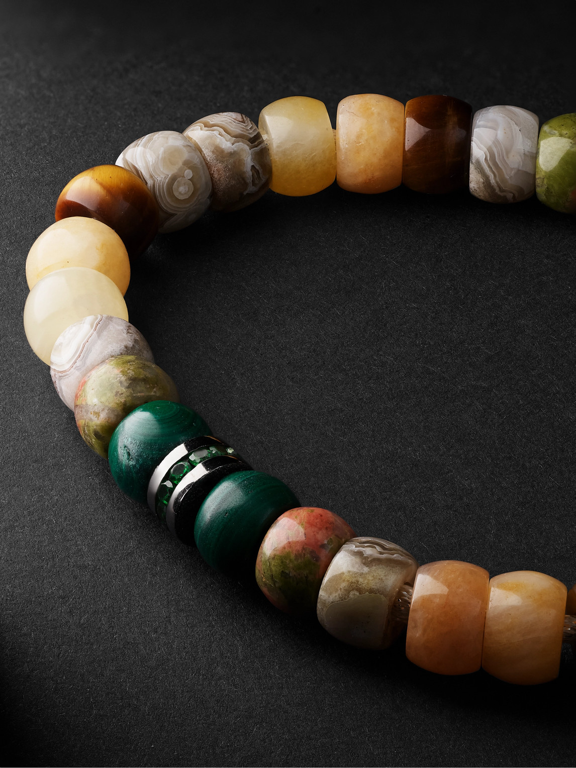 Shop Carolina Bucci Hamptons Forte Beads Blackened Gold Multi-stone Bracelet In Neutrals