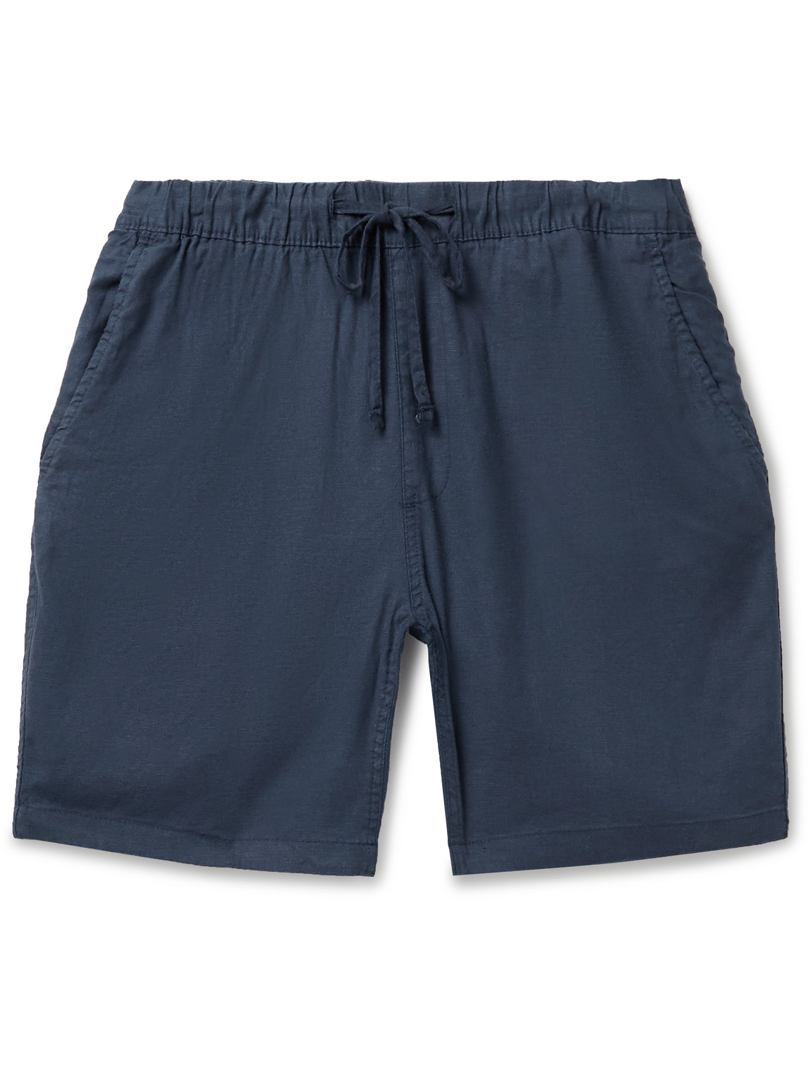 Onia Straight-leg Linen-blend Drawstring Shorts In Blue