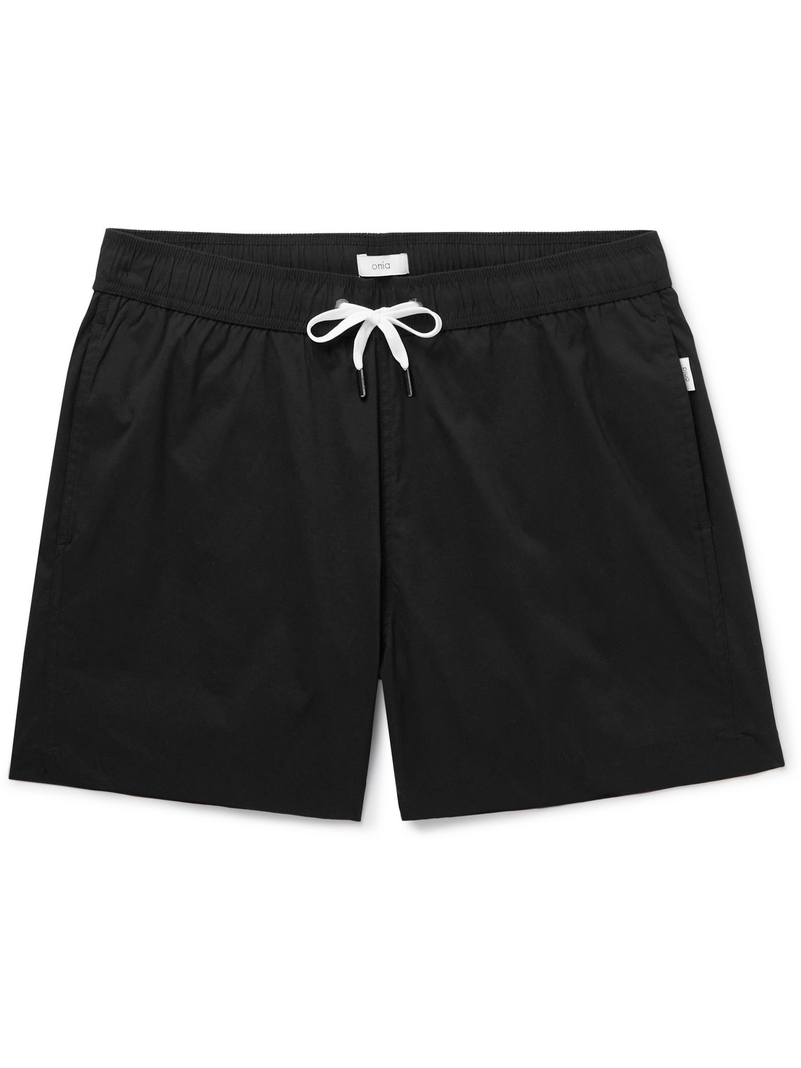 Onia Charles Straight-leg Mid-length Swim Shorts In Black