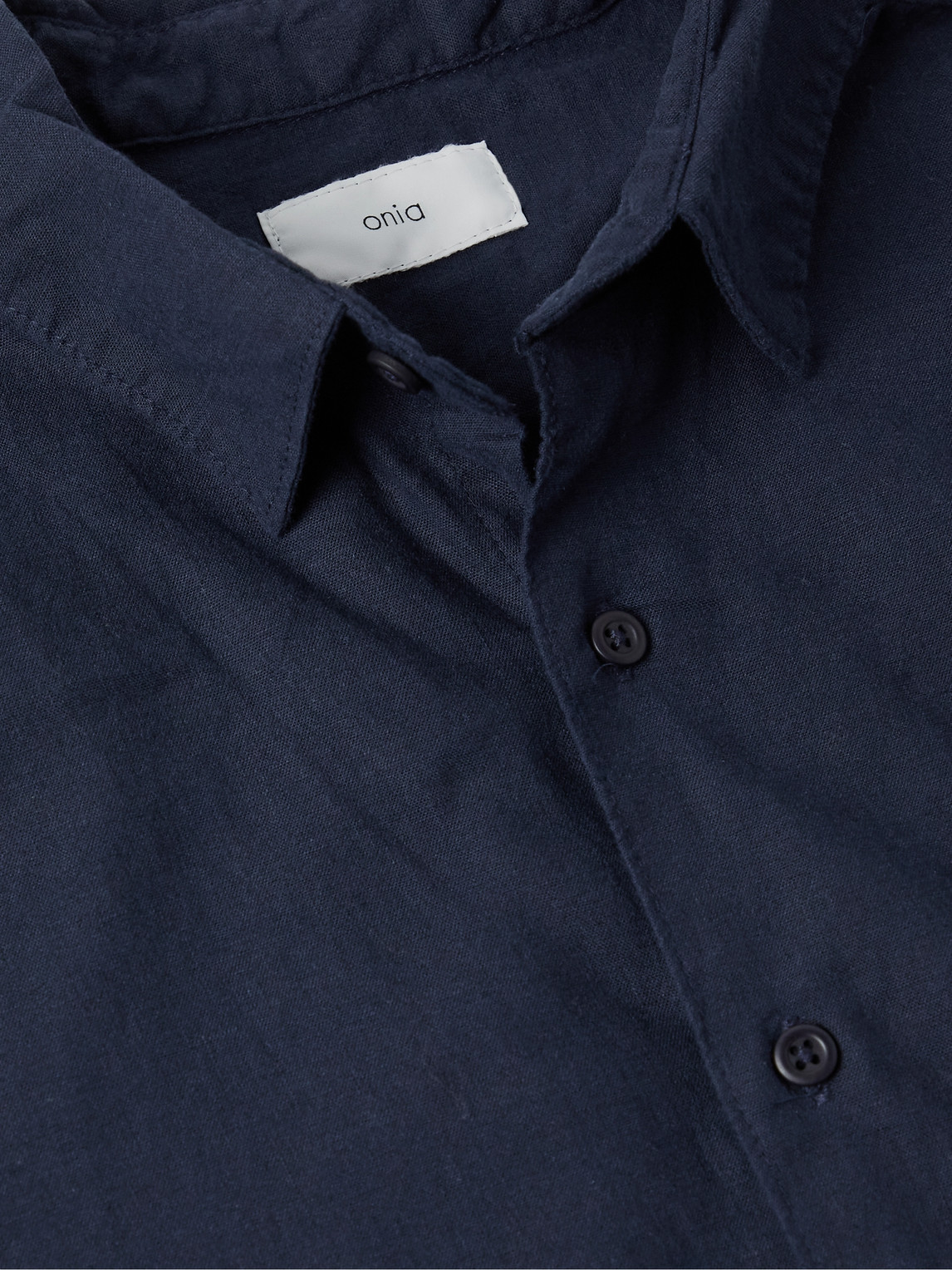 Shop Onia Stretch Linen-blend Shirt In Blue
