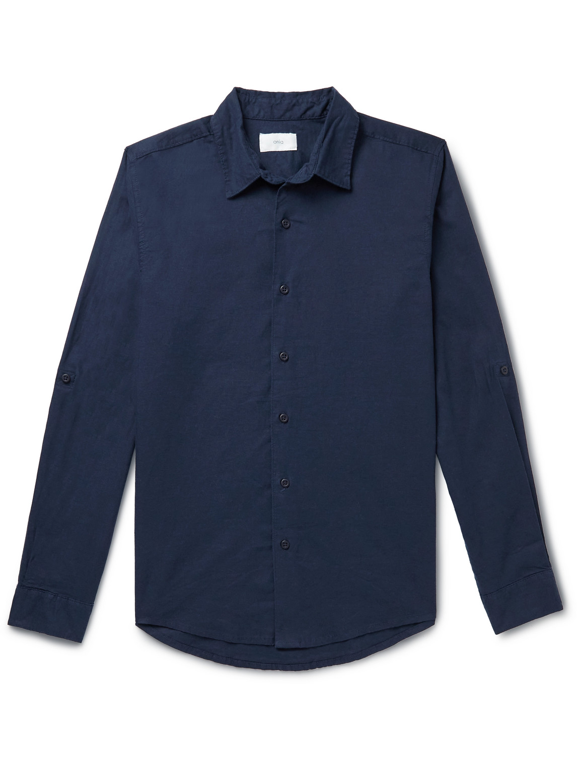 Shop Onia Stretch Linen-blend Shirt In Blue