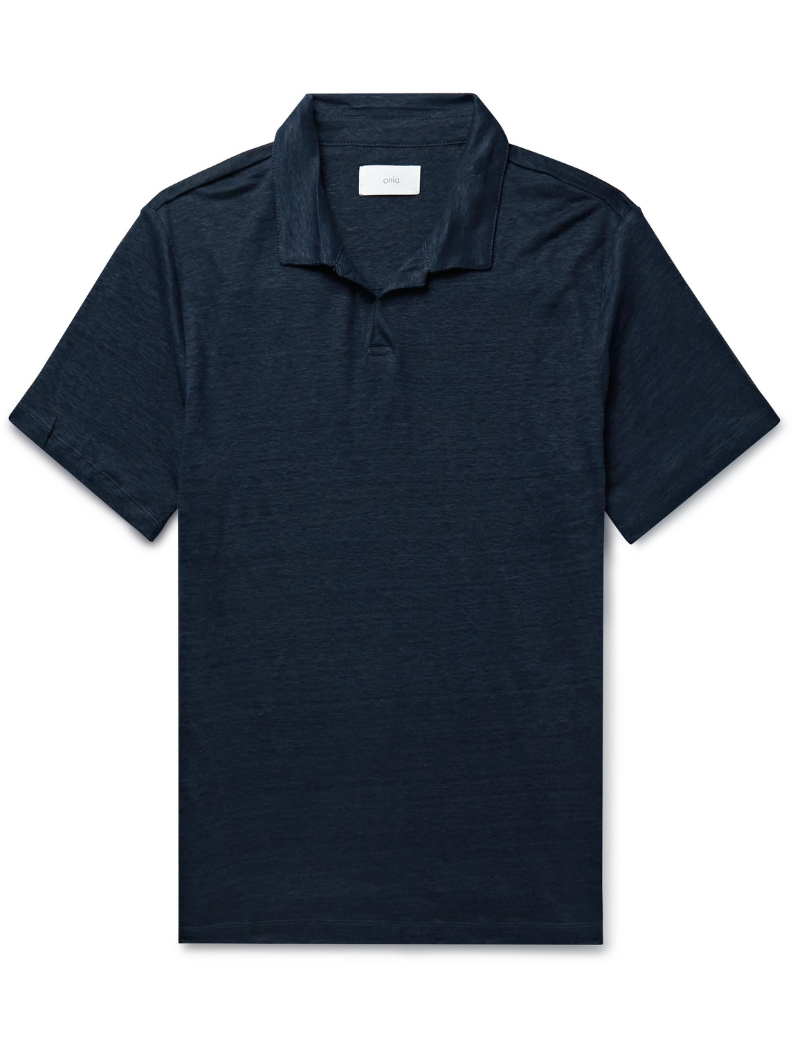 Onia Linen Polo T Shirts In Deep Navy