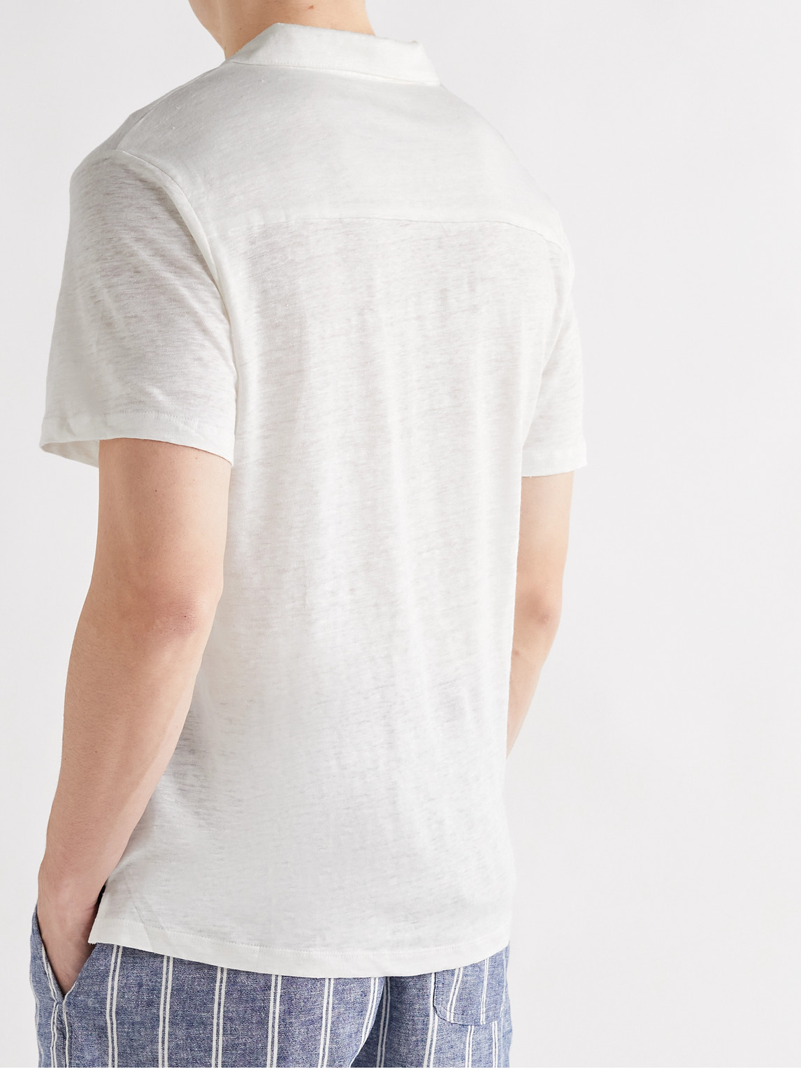 Shop Onia Linen Polo Shirt In White