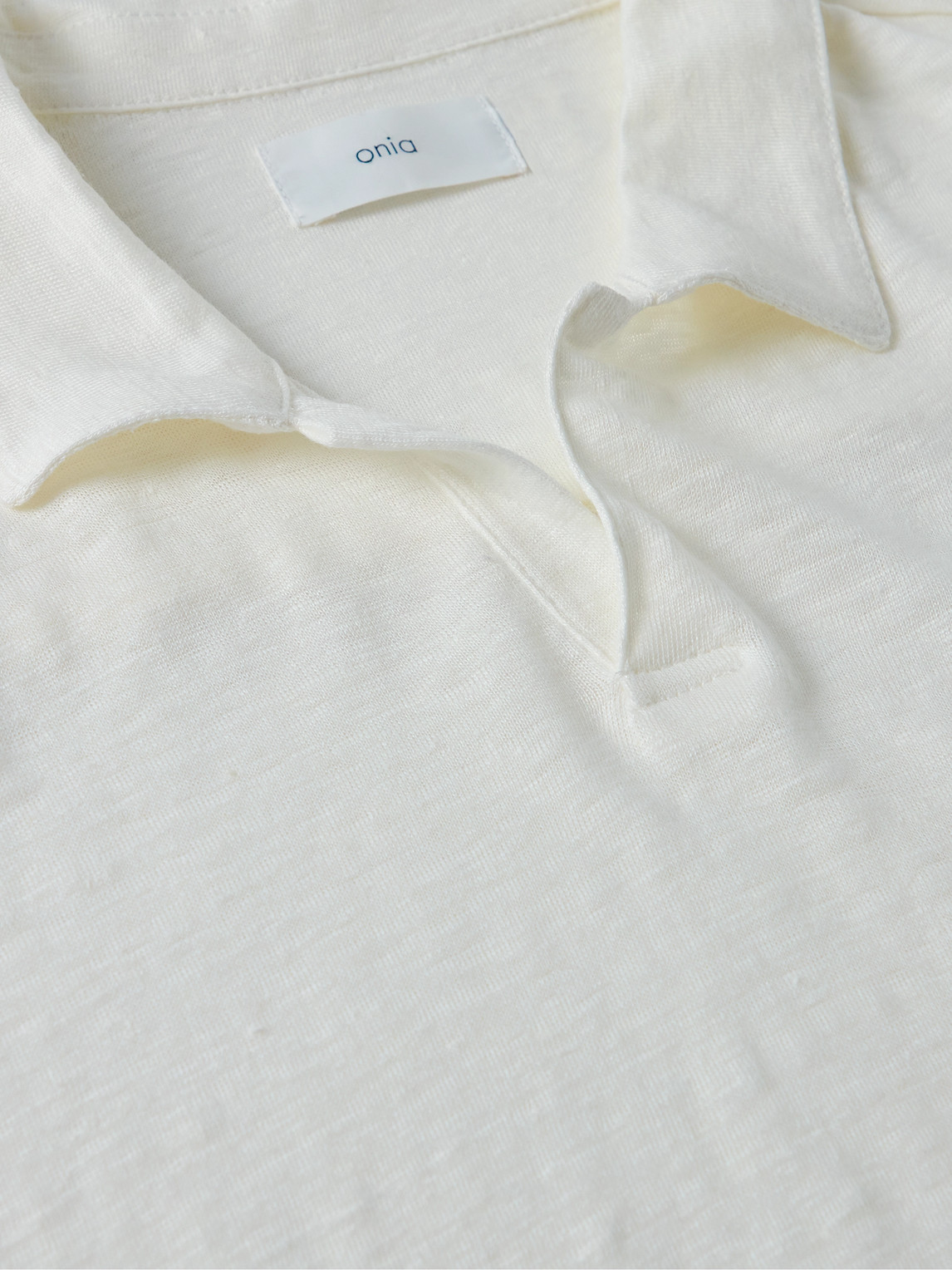 Shop Onia Linen Polo Shirt In White