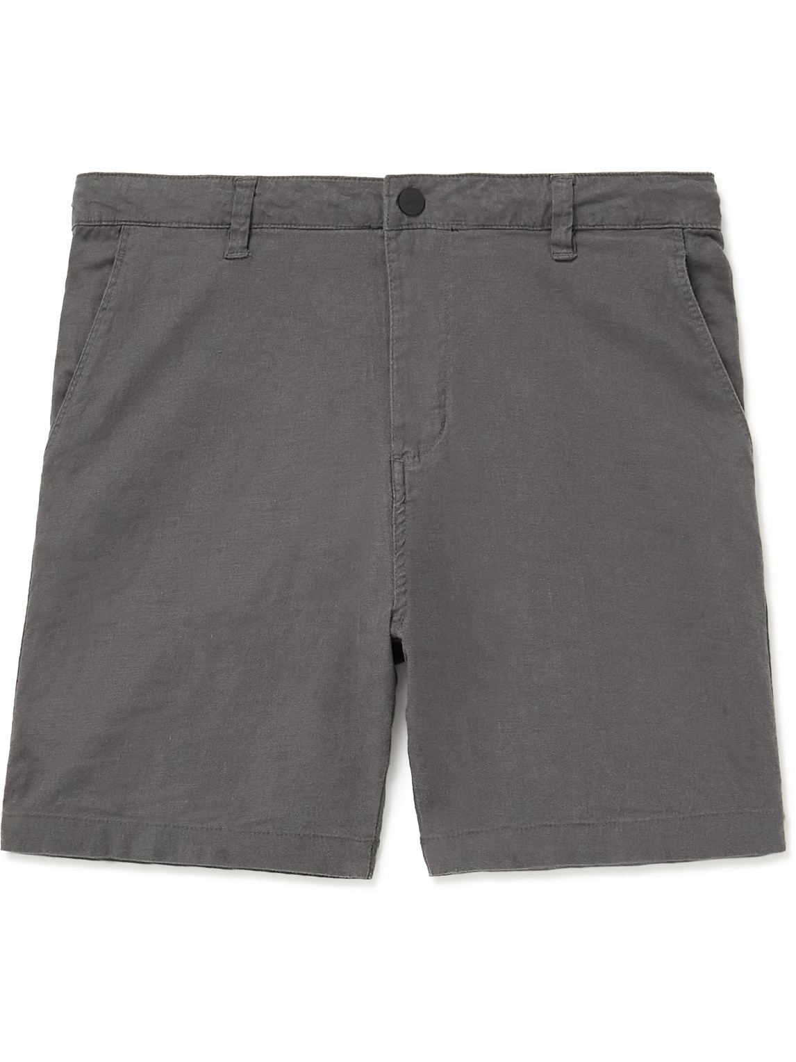 Onia Traveler Straight-leg Linen-blend Bermuda Shorts In Gray