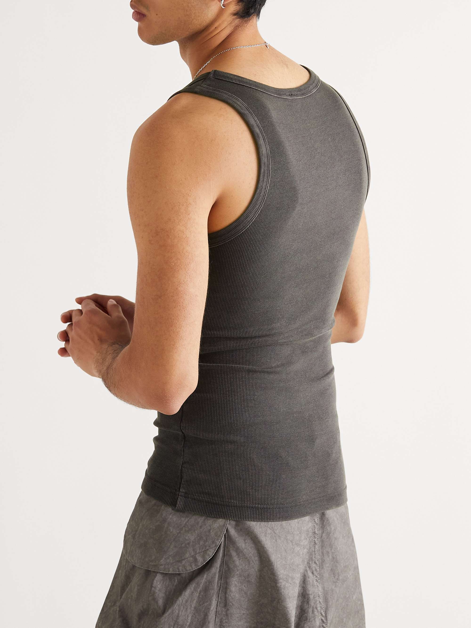 ENTIRE STUDIOS Garment-Dyed Ribbed Stretch Cotton-Jersey Tank Top