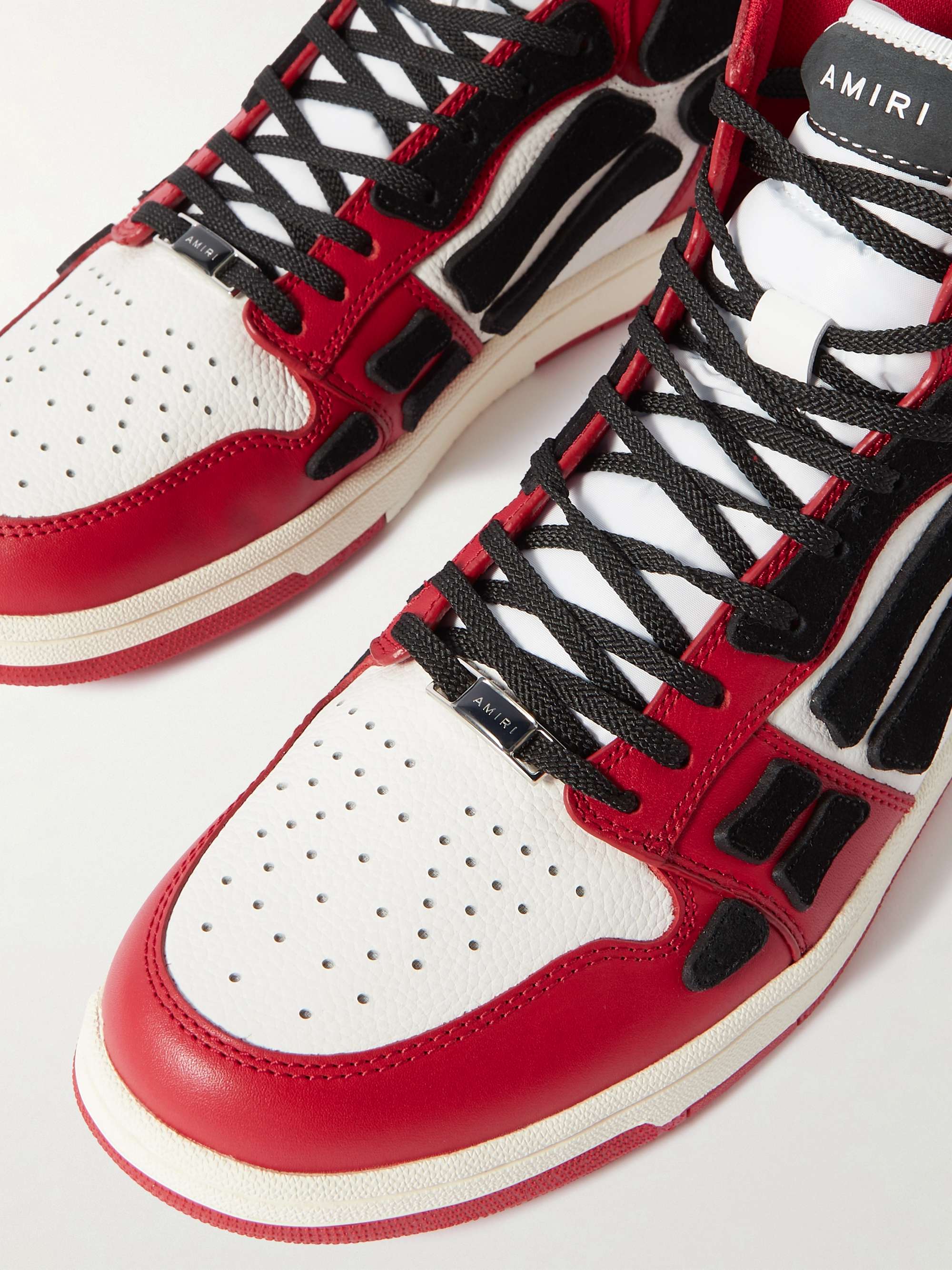 AMIRI Skel-Top Colour-Block Leather and Nubuck High-Top Sneakers