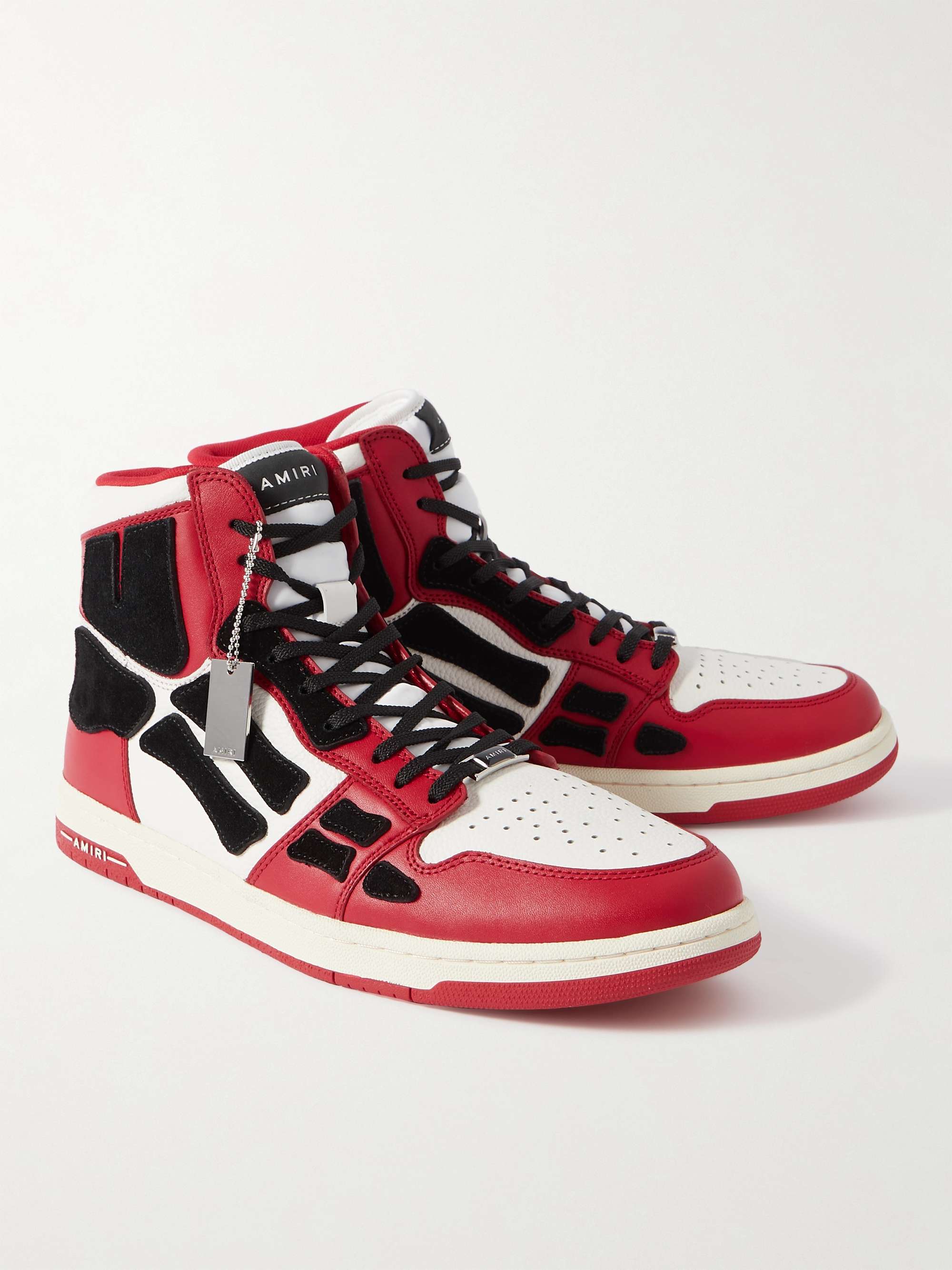 AMIRI Skel-Top Colour-Block Leather and Nubuck High-Top Sneakers