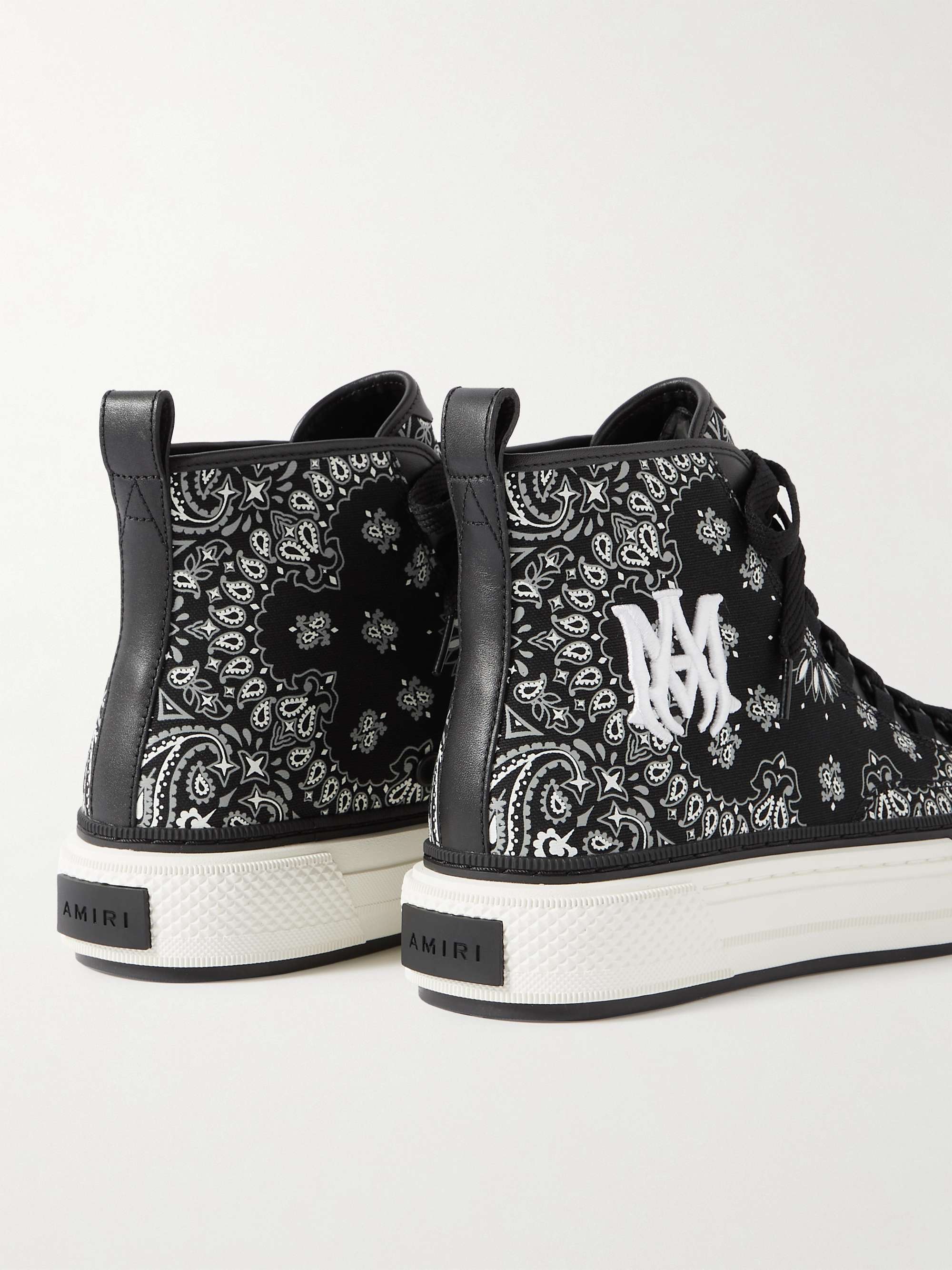 AMIRI Leather-Trimmed Paisley-Print Canvas High-Top Sneakers