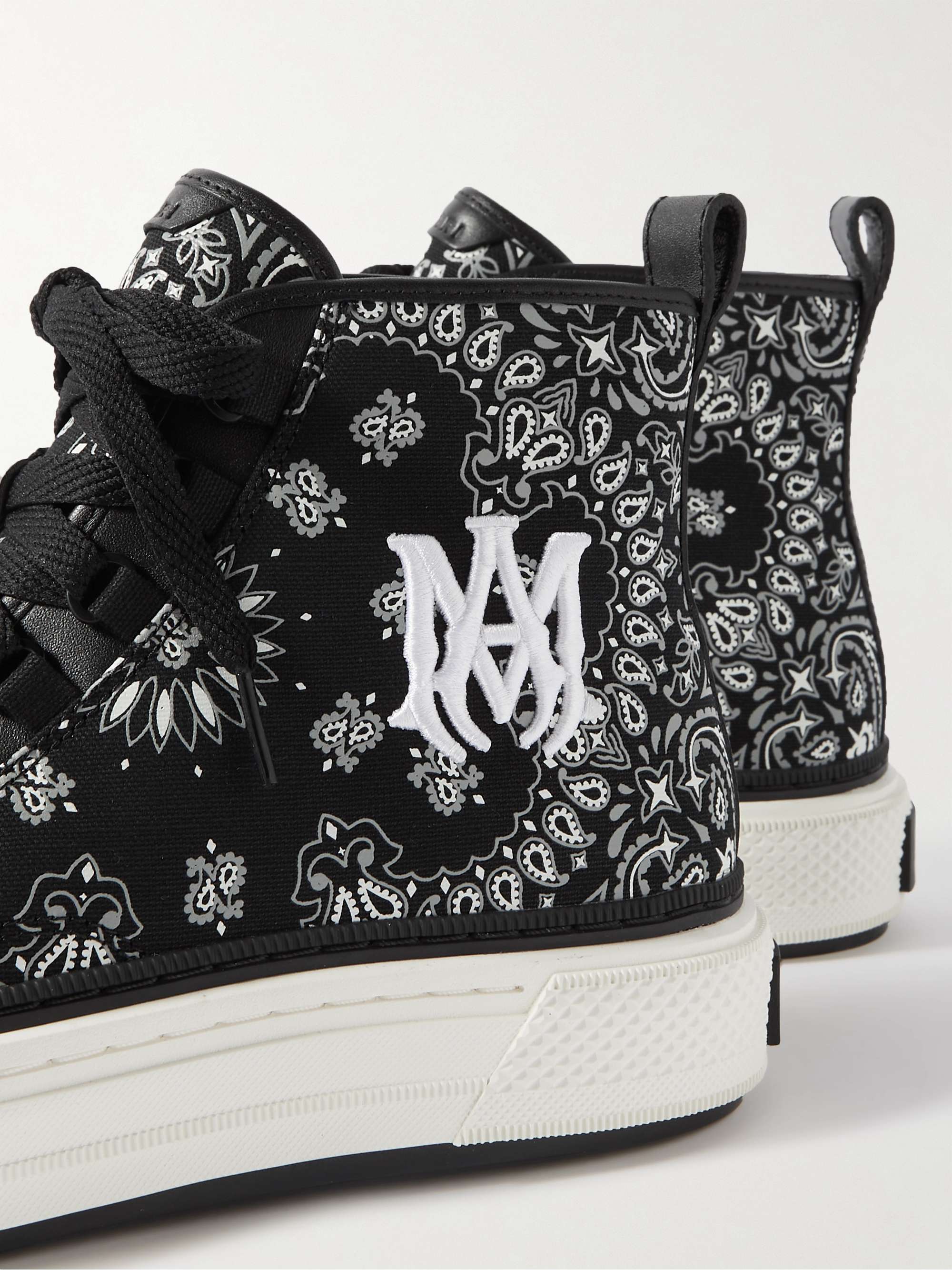 AMIRI Leather-Trimmed Paisley-Print Canvas High-Top Sneakers
