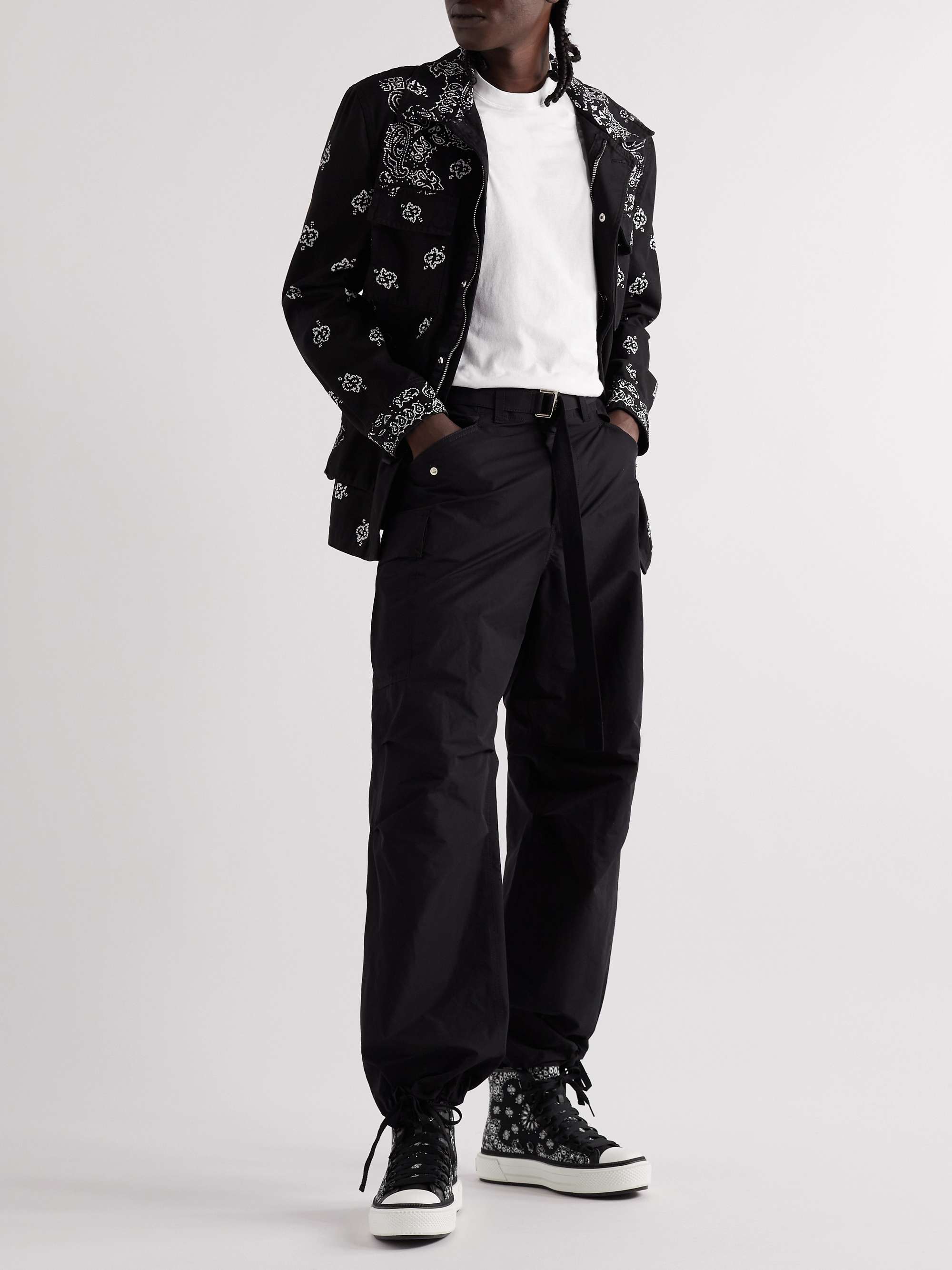 AMIRI Leather-Trimmed Paisley-Print Canvas High-Top Sneakers