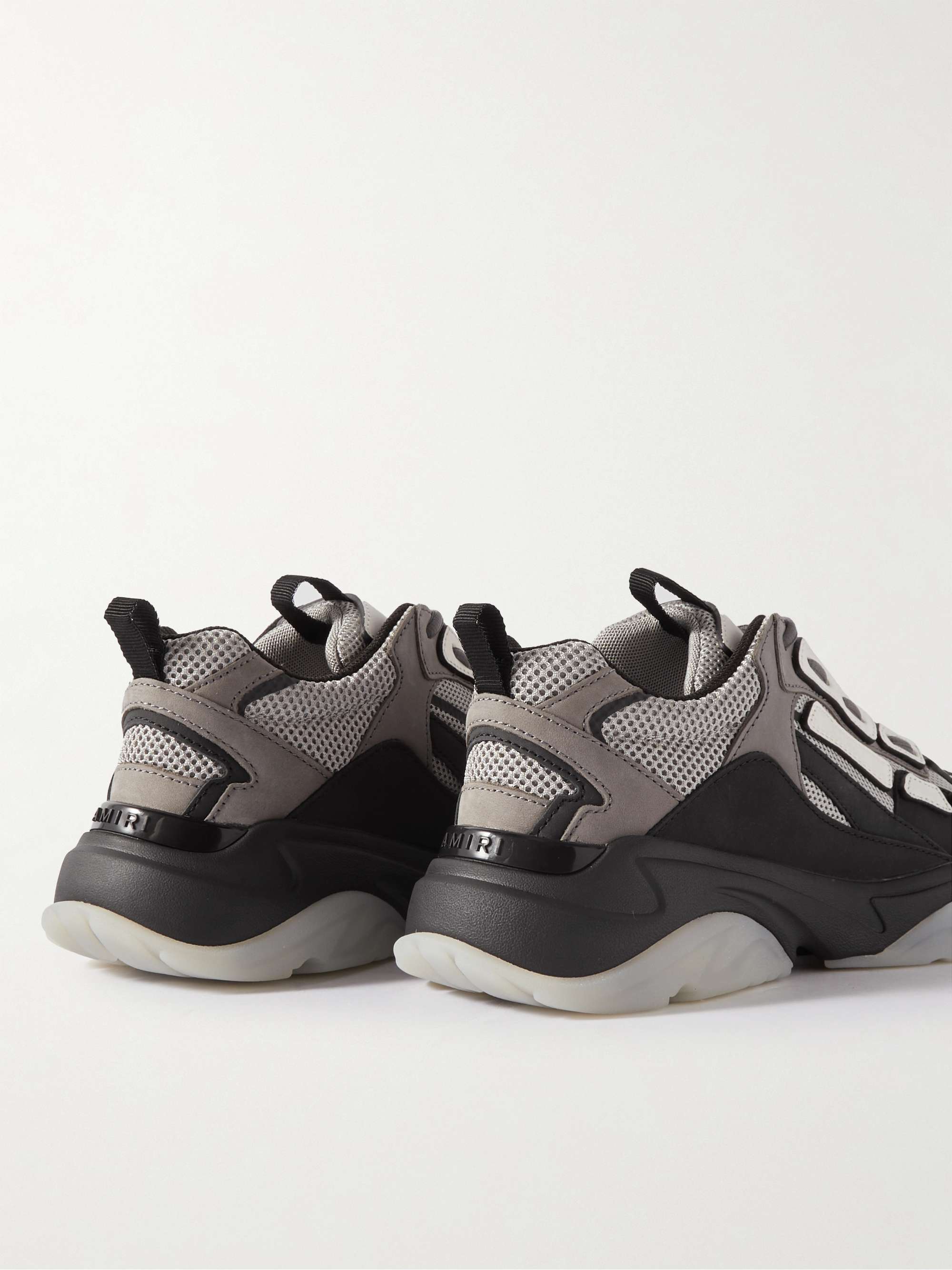 AMIRI Bone Runner Leather-Trimmed Mesh Sneakers