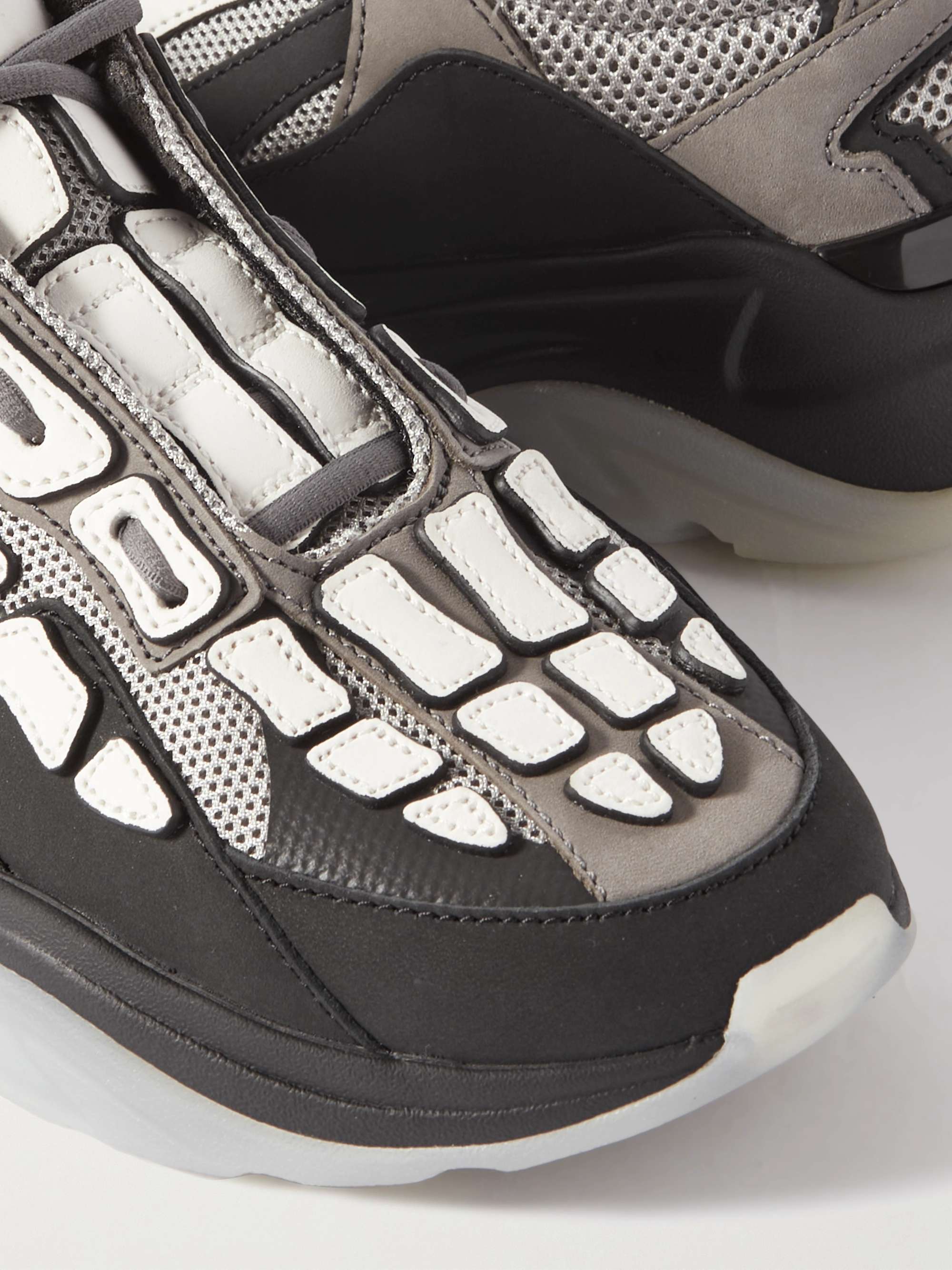 AMIRI Bone Runner Leather-Trimmed Mesh Sneakers