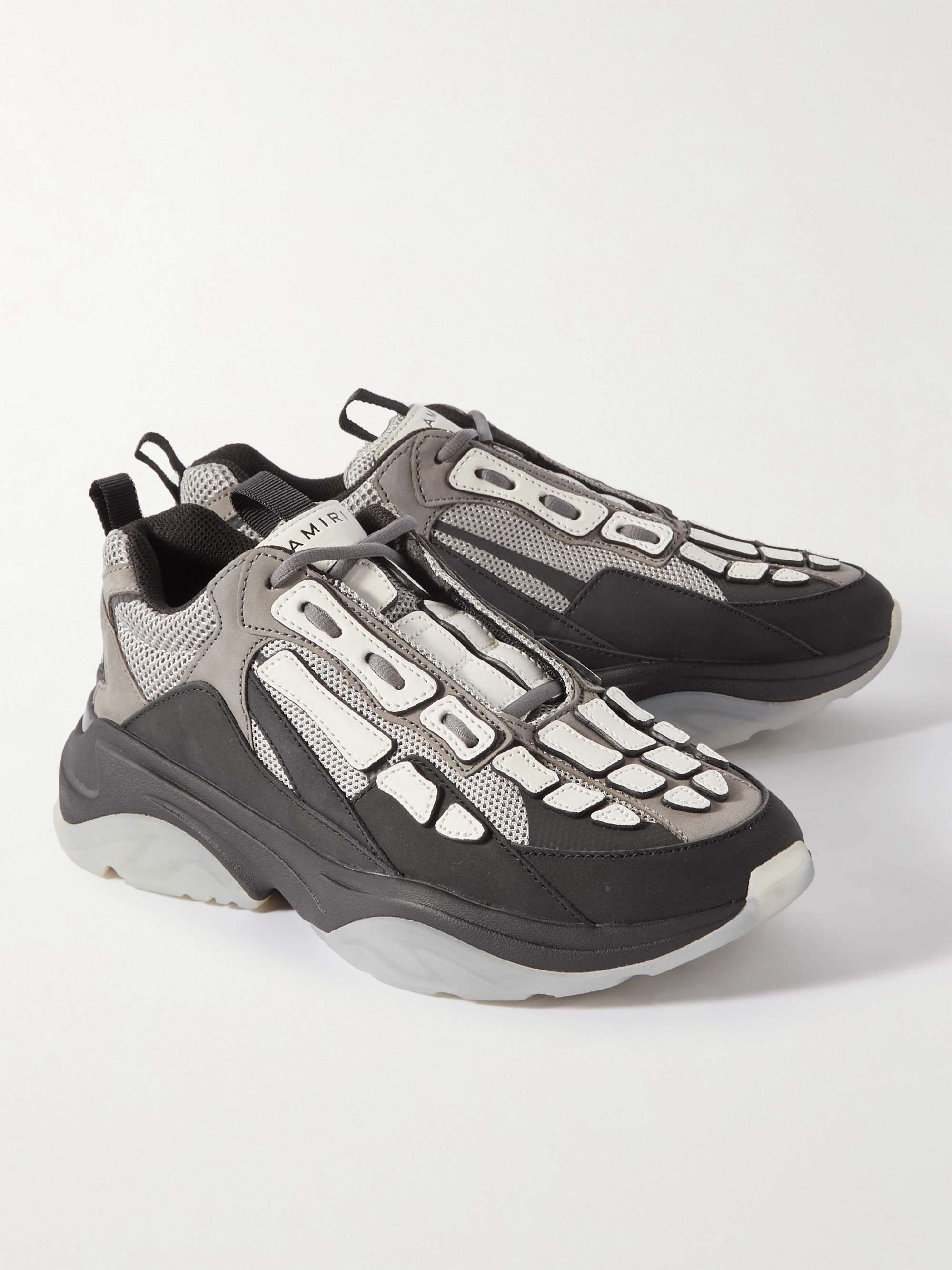 AMIRI Bone Runner Leather-Trimmed Mesh Sneakers