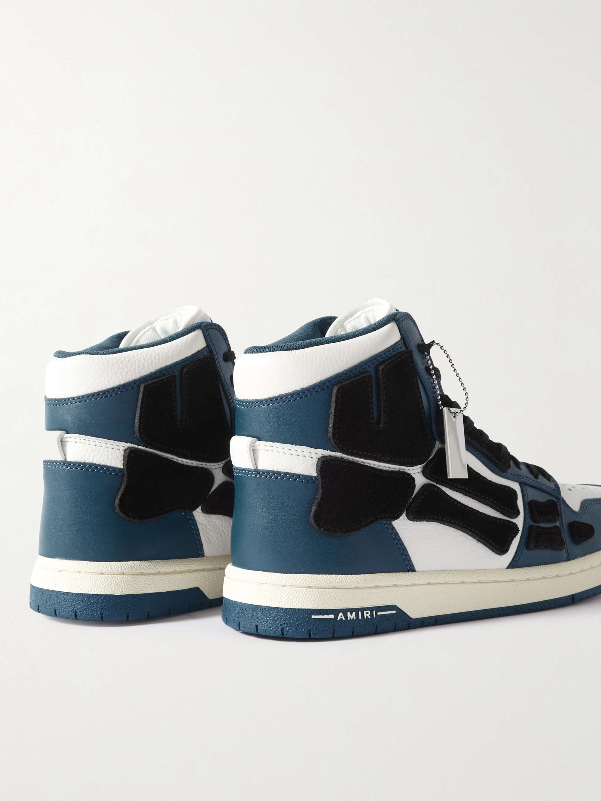 AMIRI Skel-Top Colour-Block Leather and Nubuck High-Top Sneakers