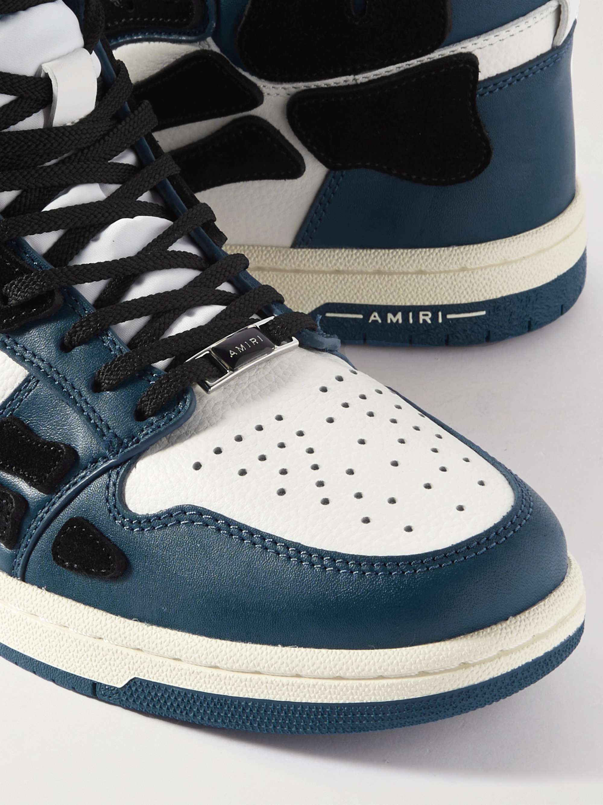 AMIRI Skel-Top Colour-Block Leather and Nubuck High-Top Sneakers