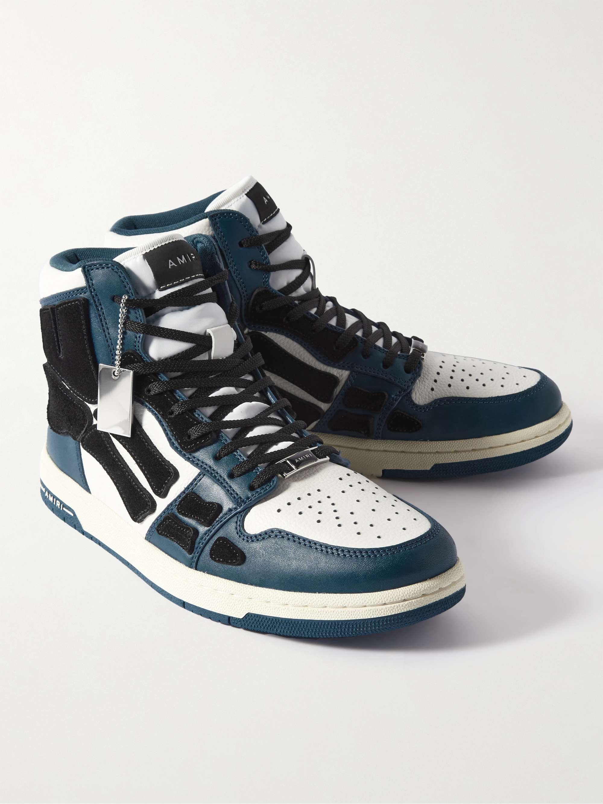 AMIRI Skel-Top Colour-Block Leather and Nubuck High-Top Sneakers
