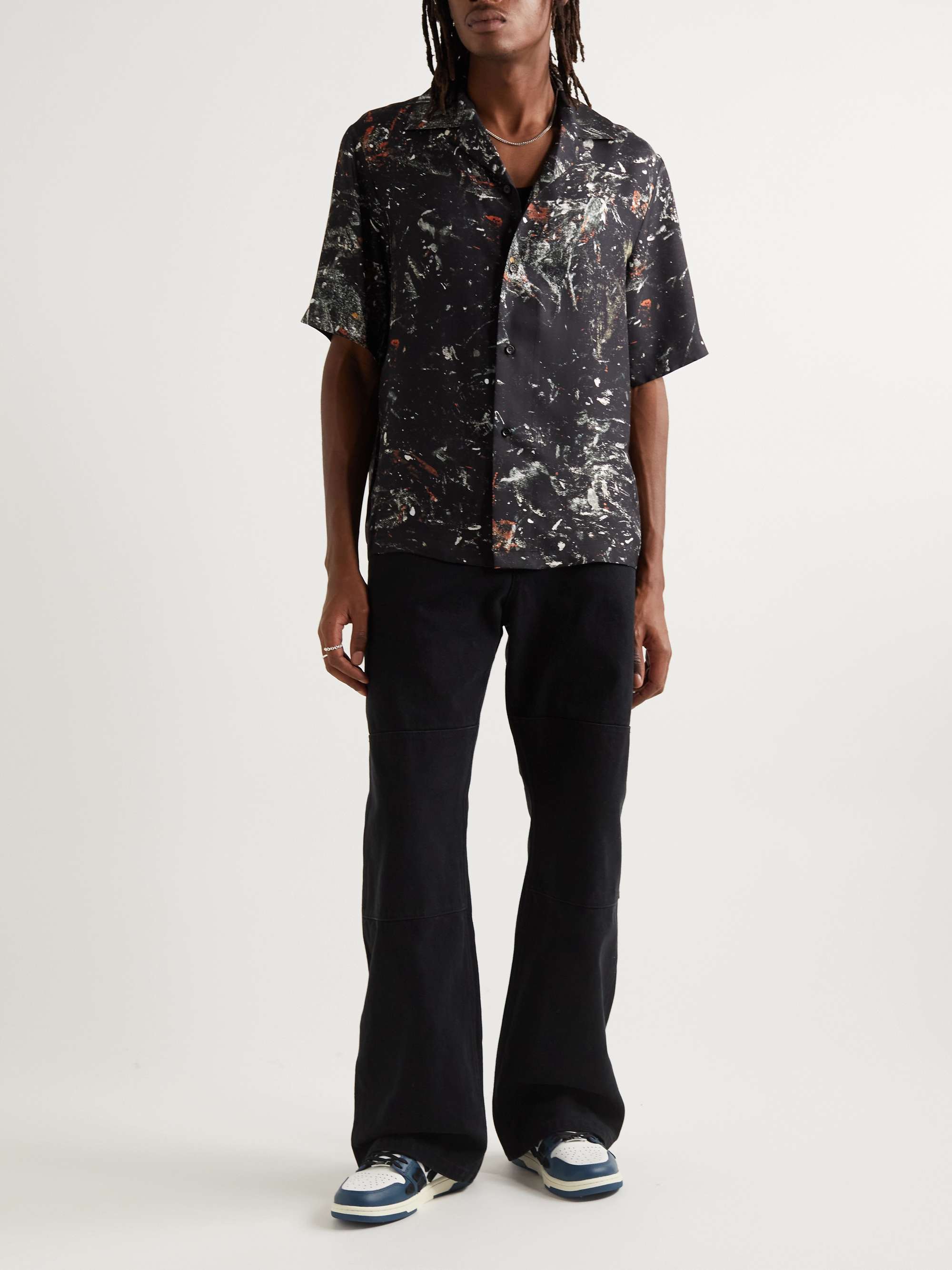 AMIRI Skel-Top Colour-Block Leather and Nubuck High-Top Sneakers