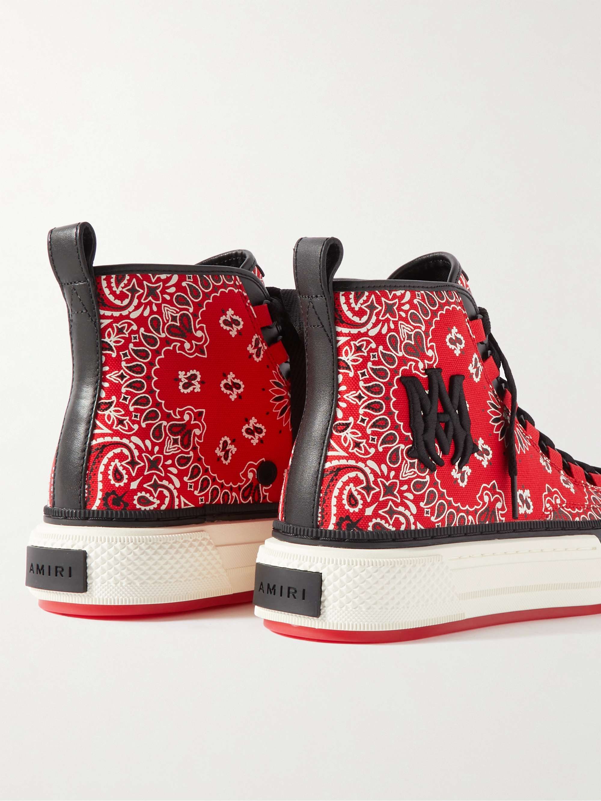 AMIRI Leather-Trimmed Paisley-Print Canvas High-Top Sneakers