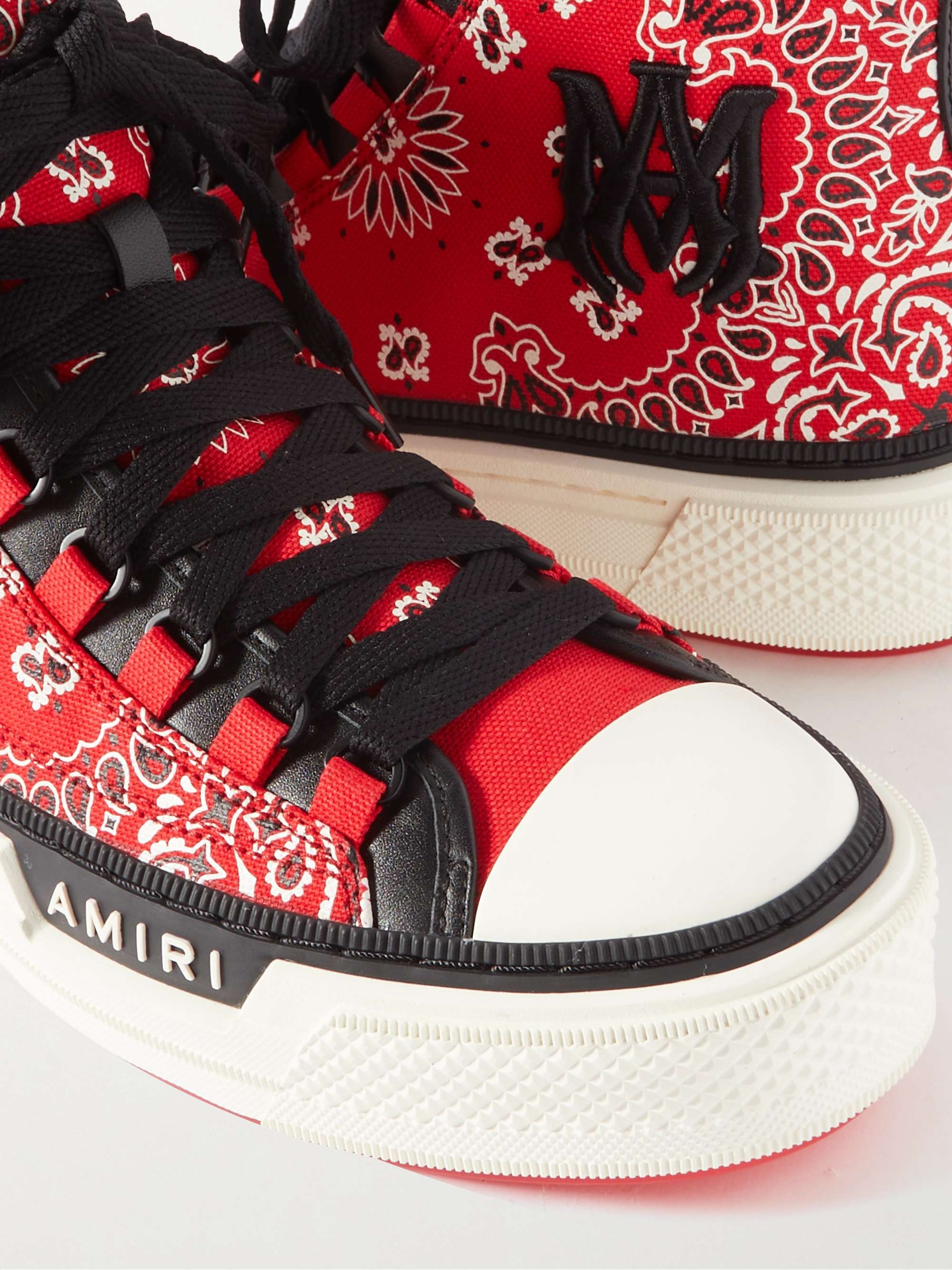 AMIRI Leather-Trimmed Paisley-Print Canvas High-Top Sneakers